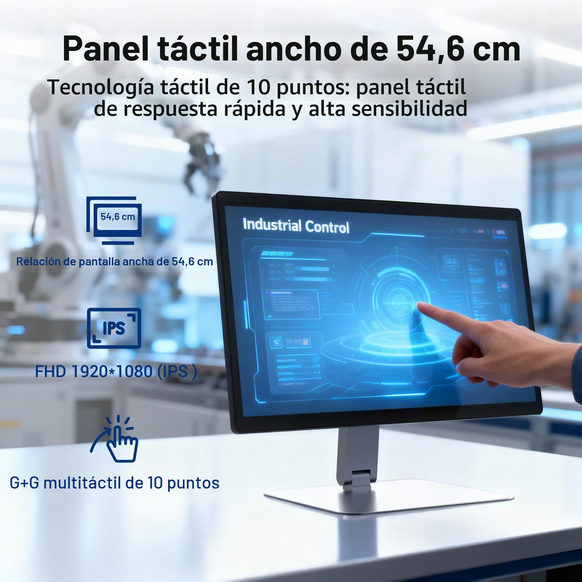 Panel PC Panel Táctil All in One 21.5", Computadora Pantalla PC Táctil con Soporte Giratorio, Android 12 RK3399 4GB RAM 64GB ROM, 1920 * 1080 IPS, HDMI 2.0, USB3.0, USB2.0 * 1, RJ45 LAN