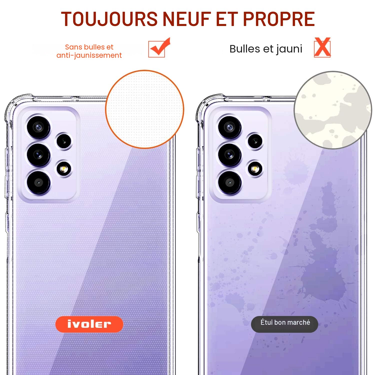 ivoler Coque pour Samsung Galaxy A52 4G / A52 5G / A52s 5G, Ultra Transparent Étui de Protection en Silicone Antichoc avec Coins Renforcés, Clair Mince Souple TPU Bumper Housse