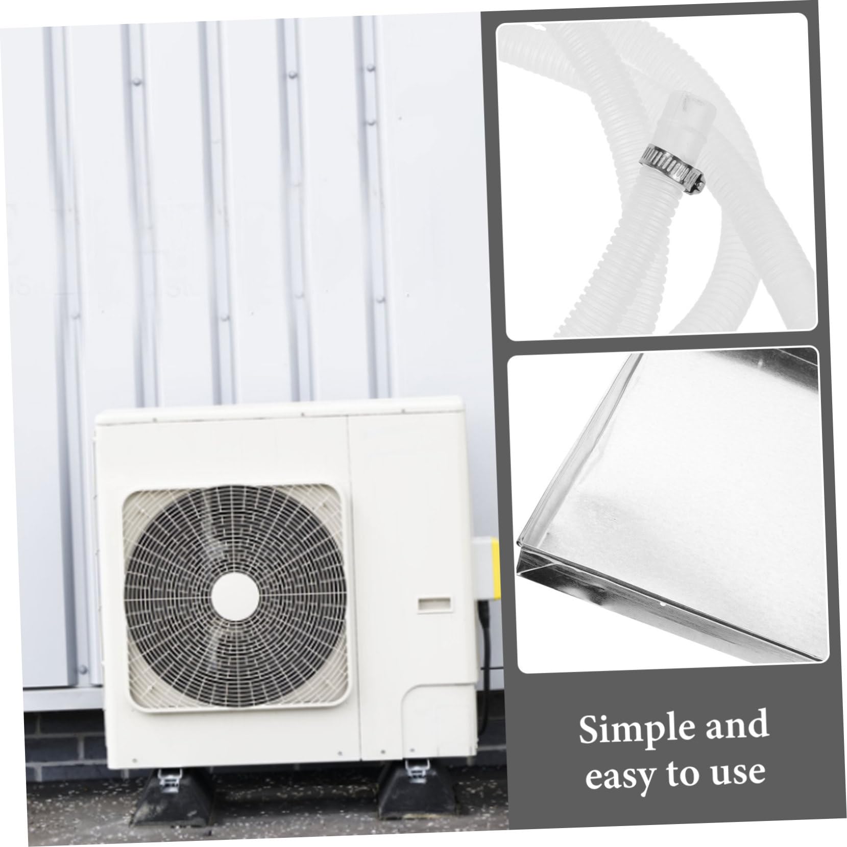 1 Set Vassoio per Condizionatore con Tubo Scarico da Metri Accessorio per Esterne Facile Installazione e Resistente
