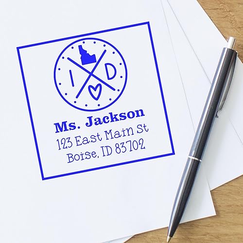 Miniatura 267 de Texas State Love - Sello de dirección cuadrado, uso con almohadilla de sellos, sello de correo de Texas, tamaño 1-5/8 pulgadas Manija