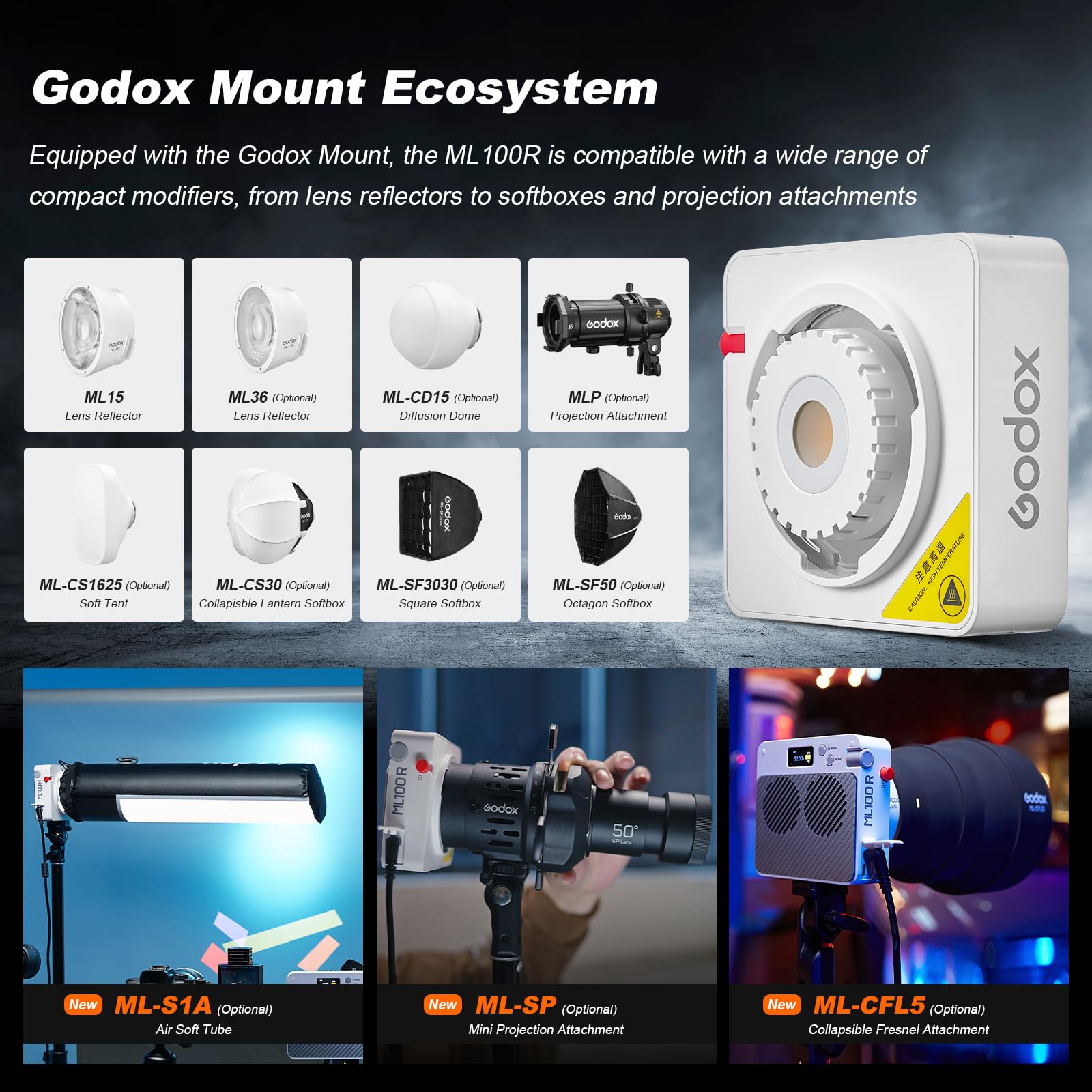 Godox ML100R GODOX 110W RGB LED luz de vídeo COB cor completa luz