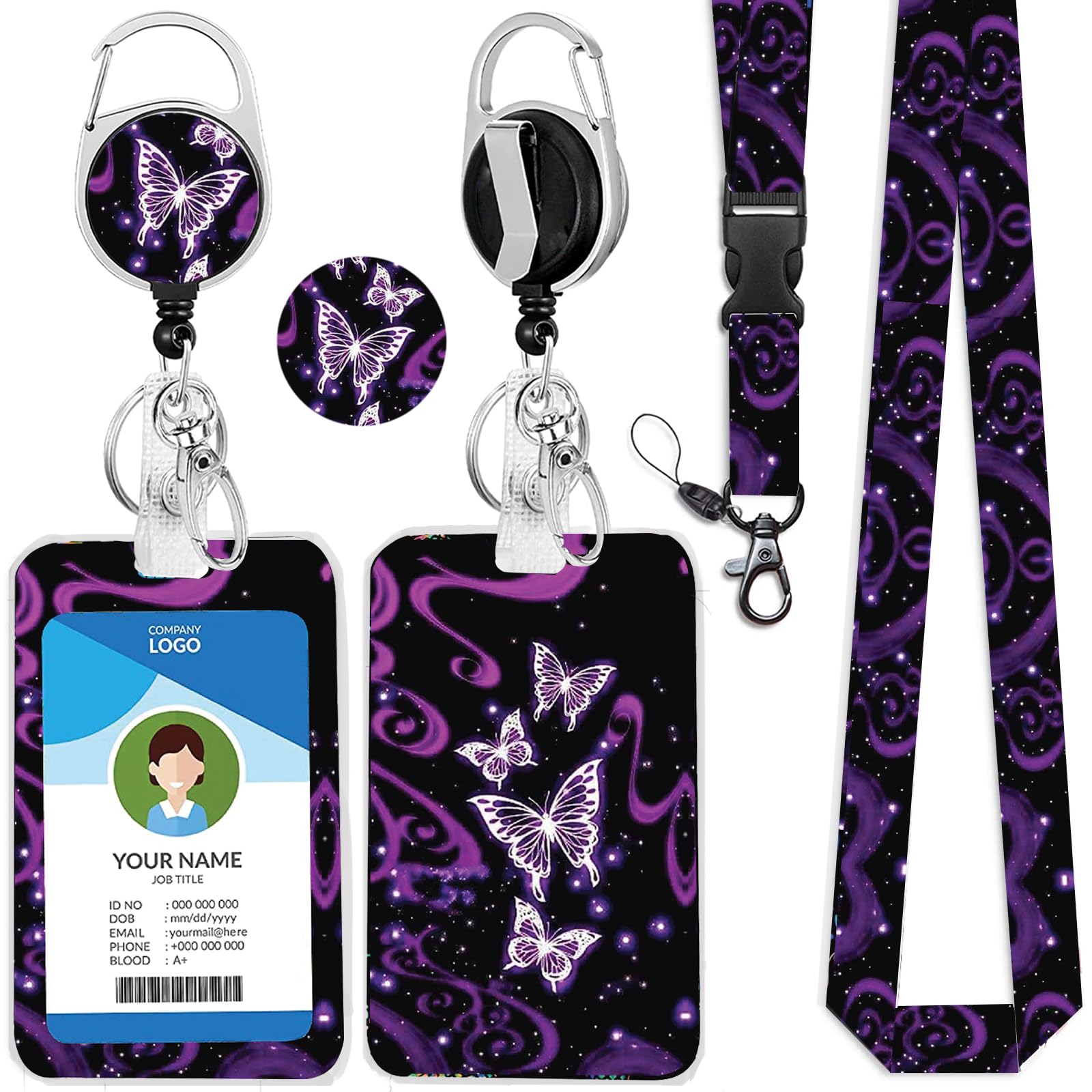 bolimoss Butterfly Lanyard with Card Holder