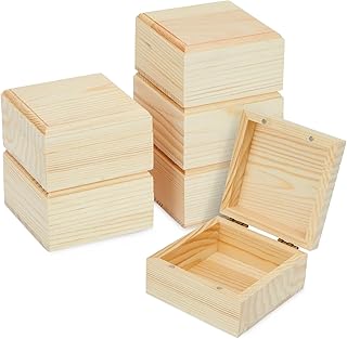 Bright Creations Wooden Box Set with Hinged Lids - 6-Pack, 3.5 x 3.5 x 2...