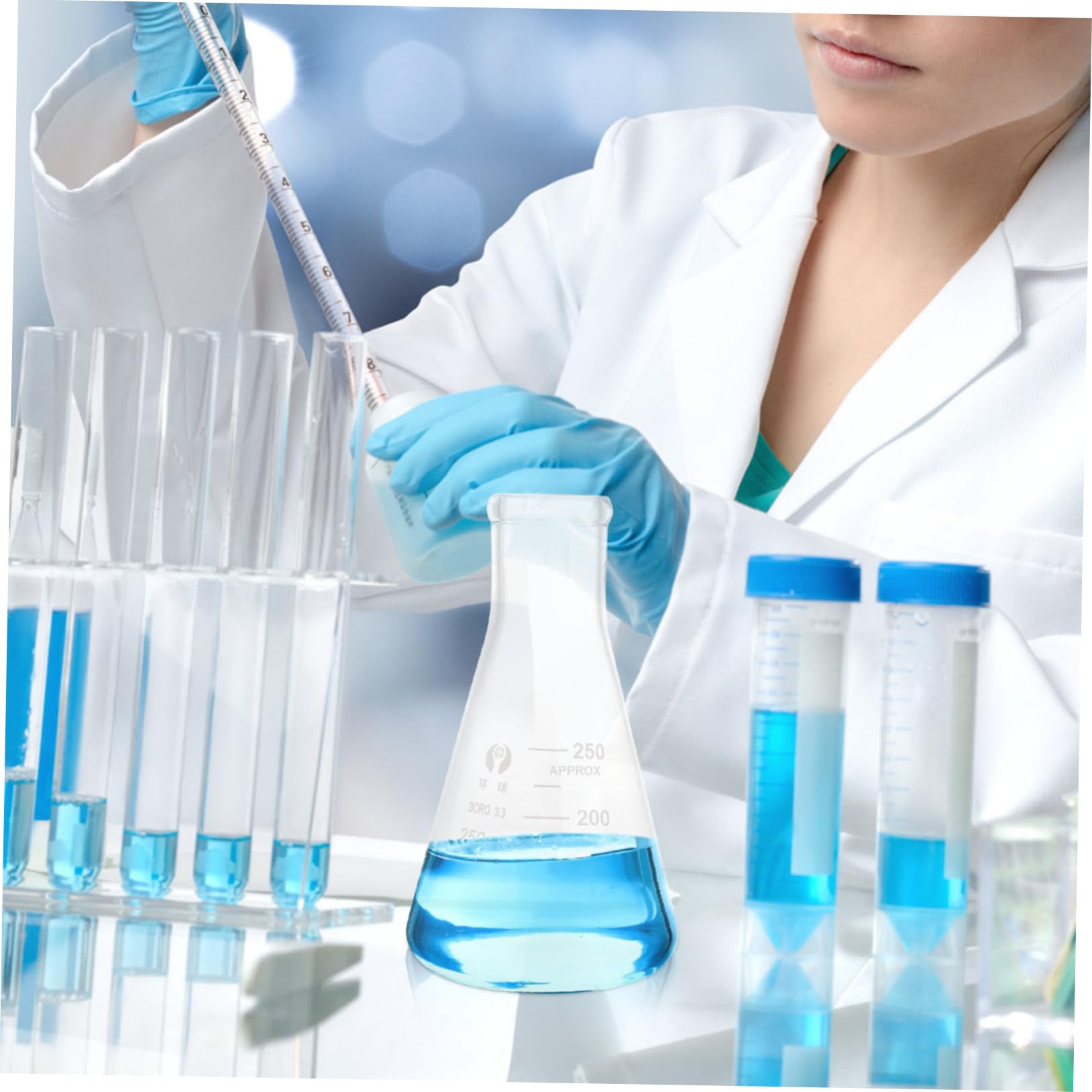 Veemoon 4piezas Supplies De Laboratorio Matraces De Vidrio Compactos y Para Experimentos Escolares Diseño Seguro