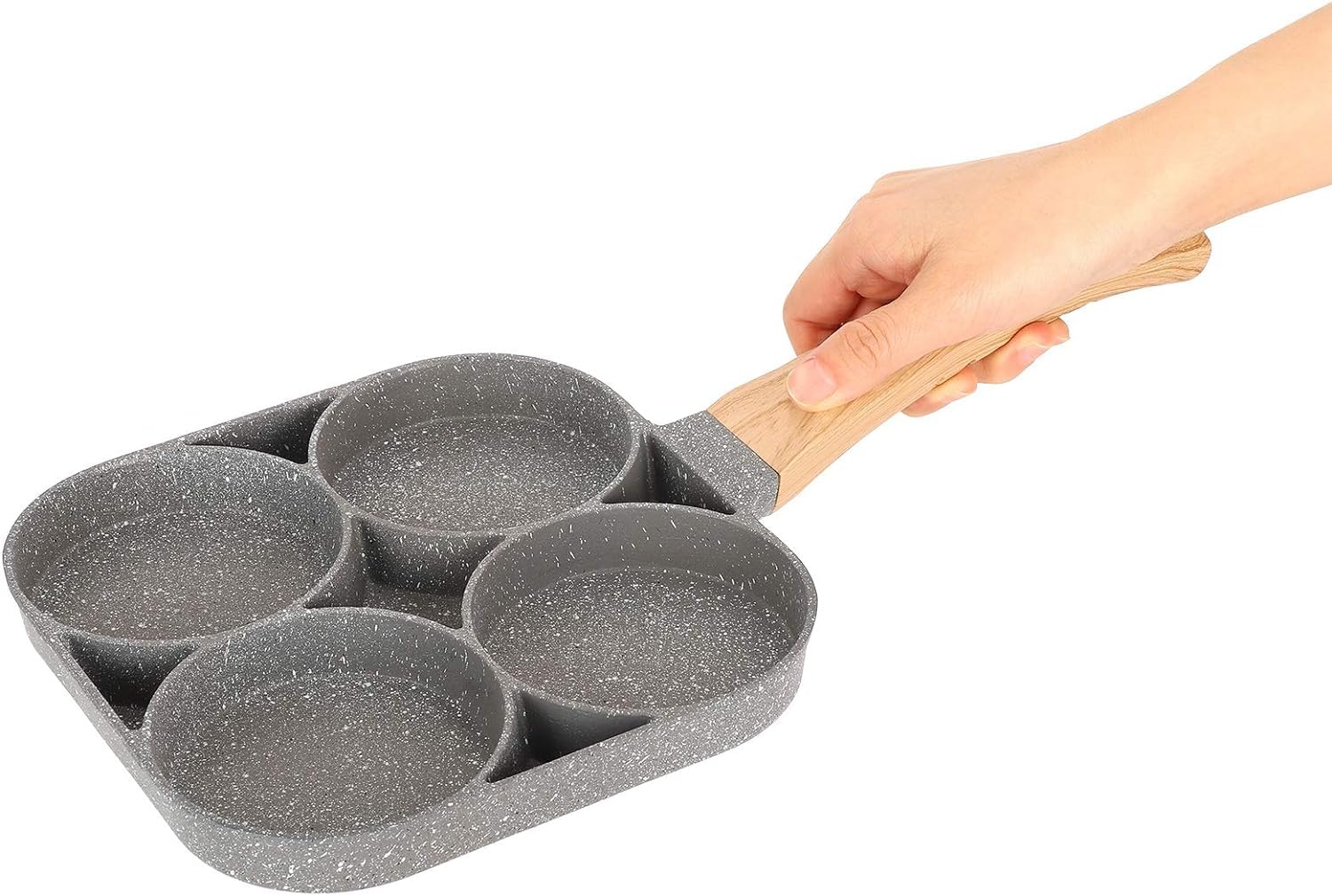 Padella per pancake， Padella for frittata, padella for uova, padella antiaderente in lega di alluminio, con manico in legno, for piano cottura a induzione Ki