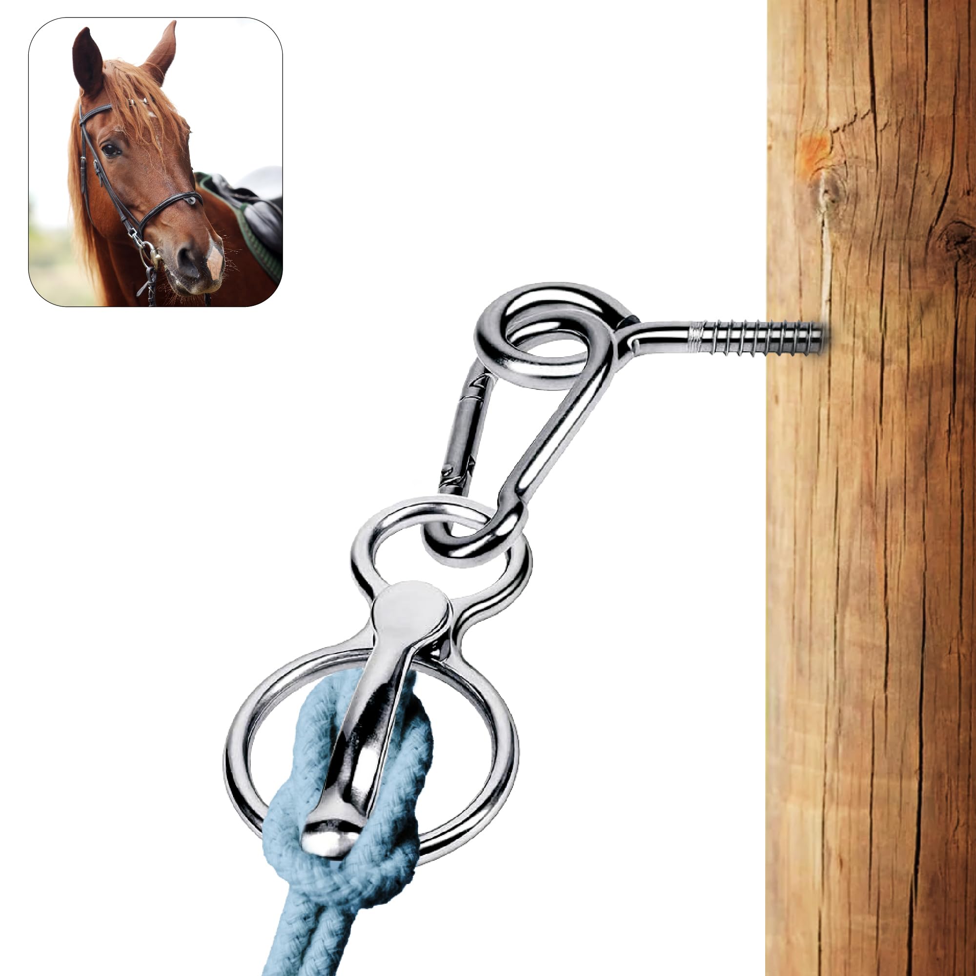 BAZAKJI Premium Magnetic Tack & Supplies Horse Safety Accessories Training Equipment with Eye Bolt a Humane Way to Prevent Horses from Retracting Stainless Steel Ring with Eye Screws (1 PEC)
