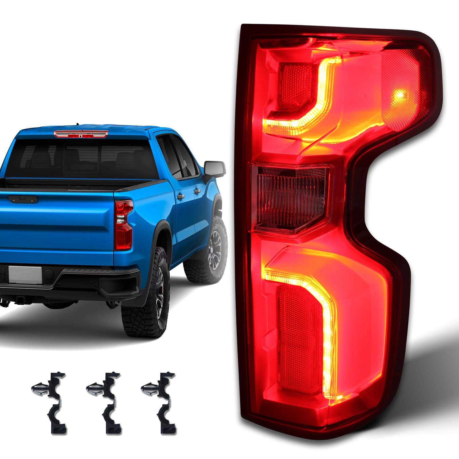 LED Tail Light Compatible with 2019-2025 Chevy Silverado 1500/2500HD/3500HD RST/LT Trailboss/LTZ/High Country /ZR2 Taillights Assembly Replace# GM2801311 84678150 Right Passenger Side