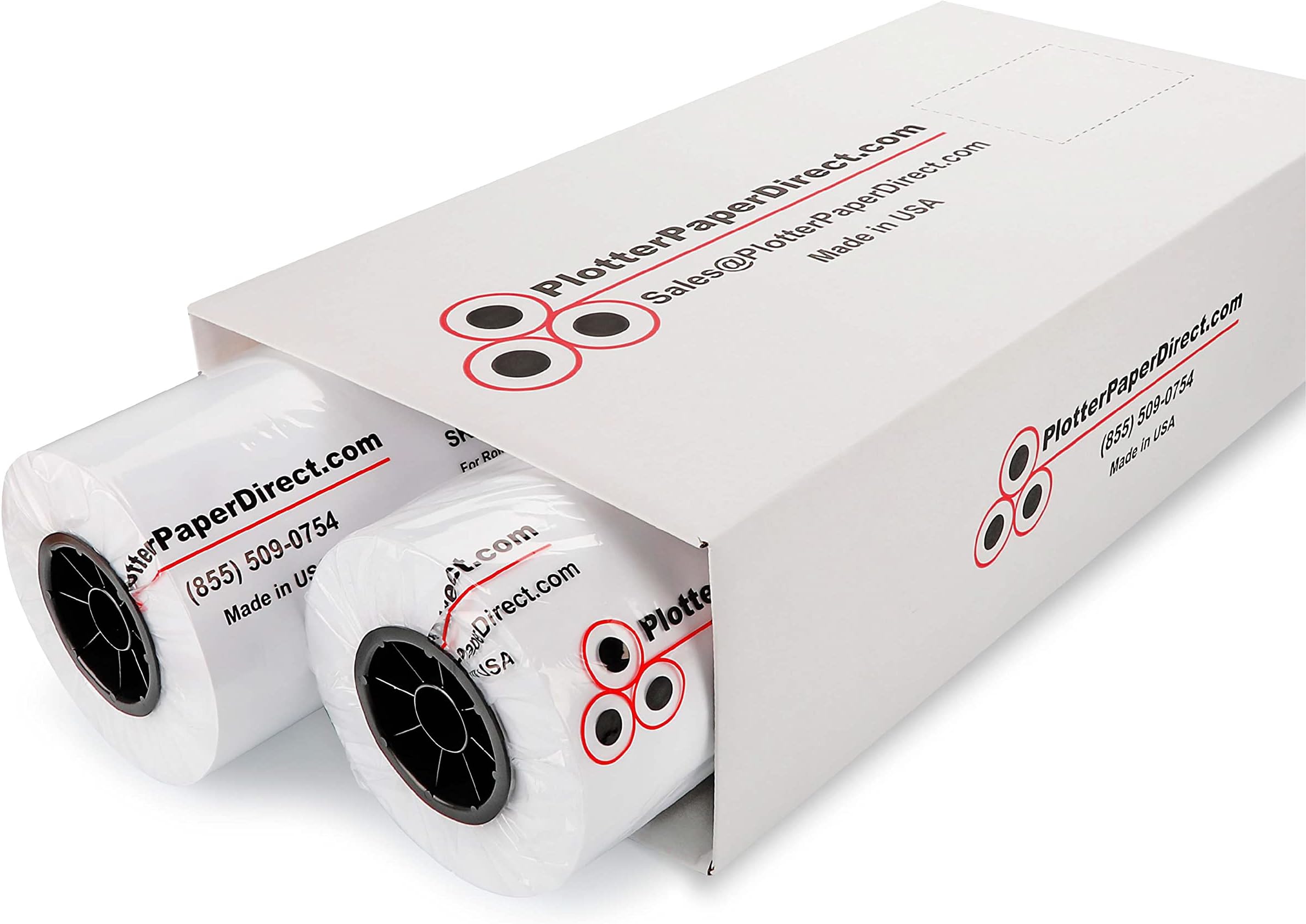 Plotter Paper Direct (20lb | 2 Rolls, 30 In x 500 Ft | 3" Core) Uncoated Inkjet Bond Paper Roll