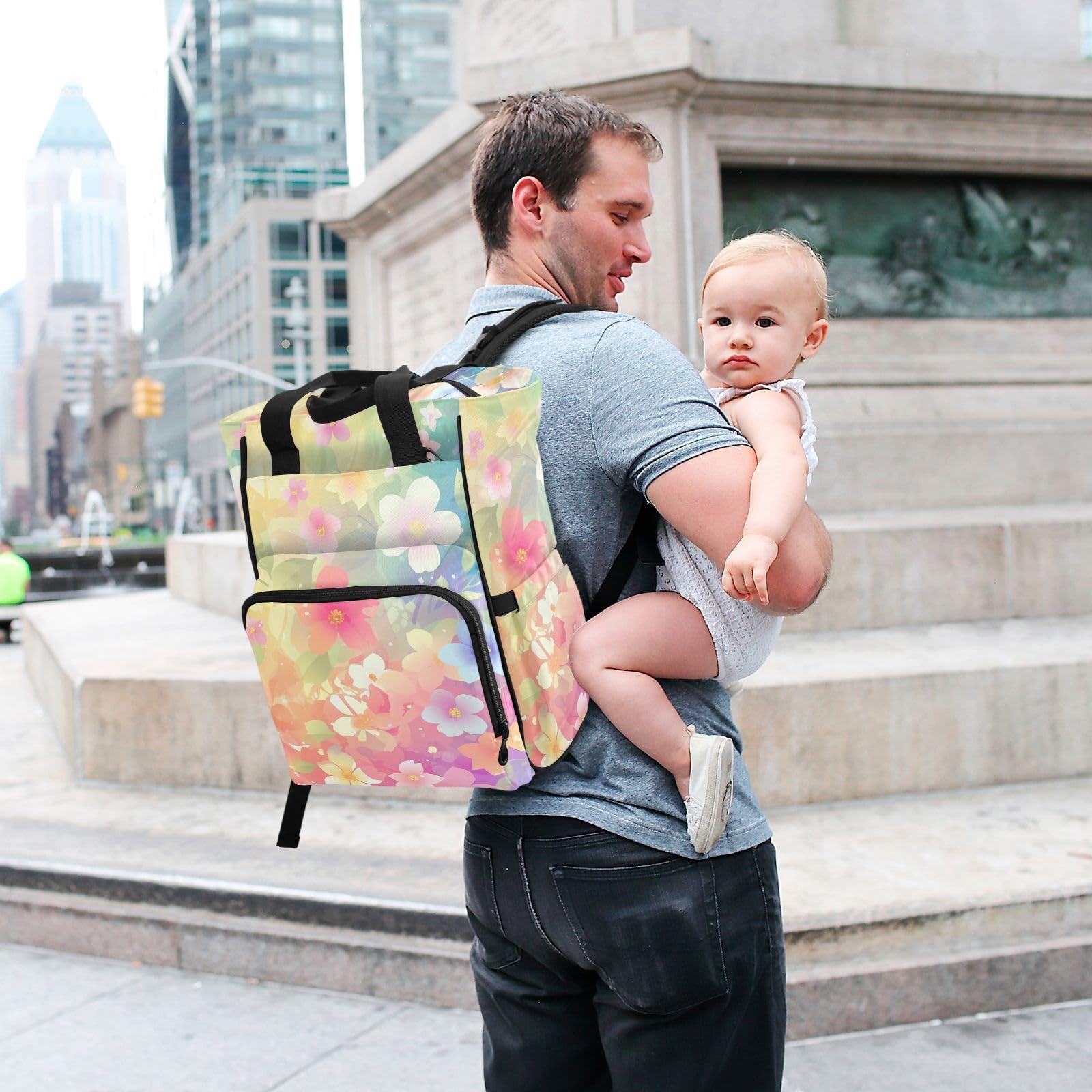 Baby Girl Boy Borsa per pannolini per papà mamma fiore colorato