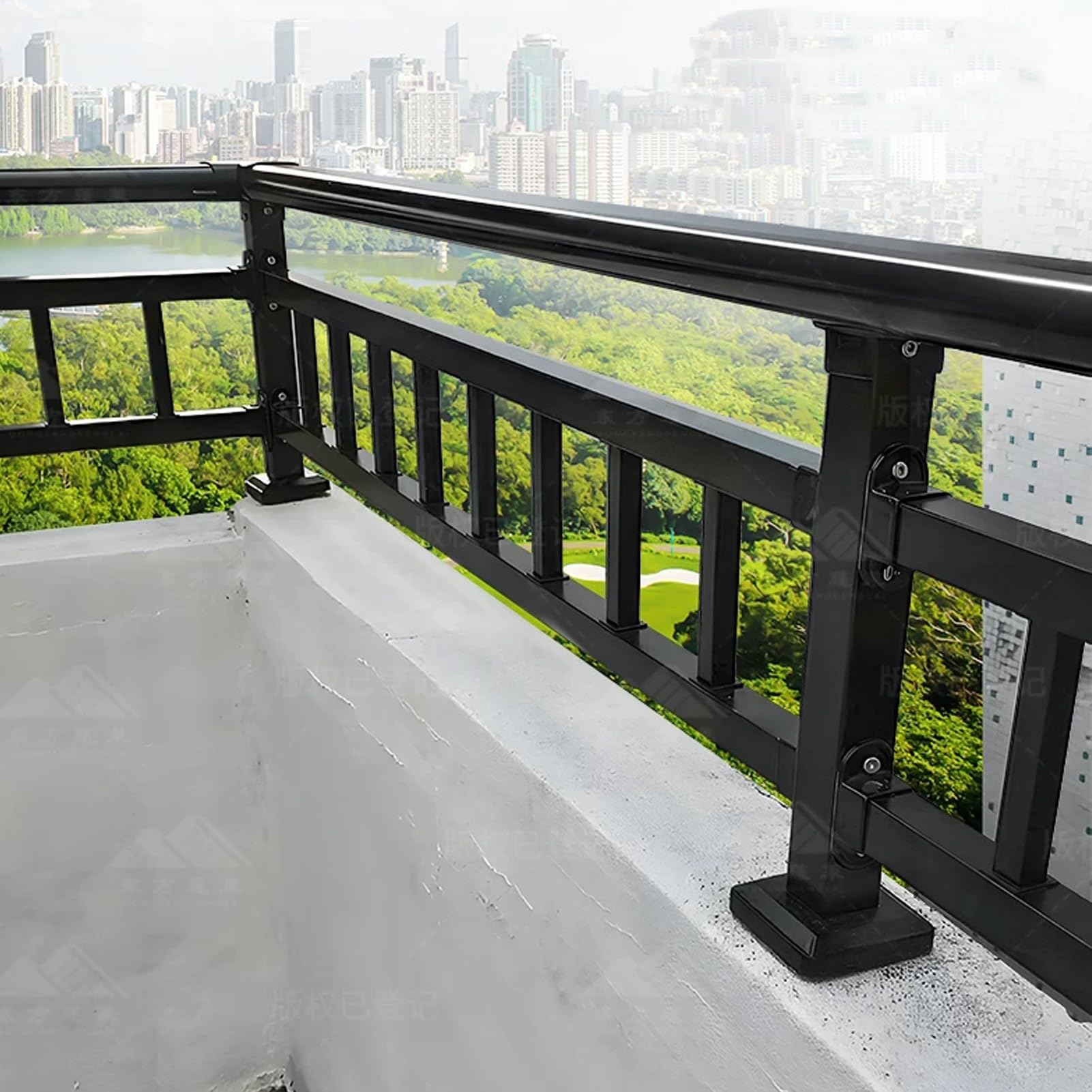 Horizontal Deck Railing Kit 110x30 140x30 80x40 120x40 90x50 cm, Fence Topper Extension Height Privacy for Apartment, Metal Railing Pickets Outdoor(90x35cm/35x14in)