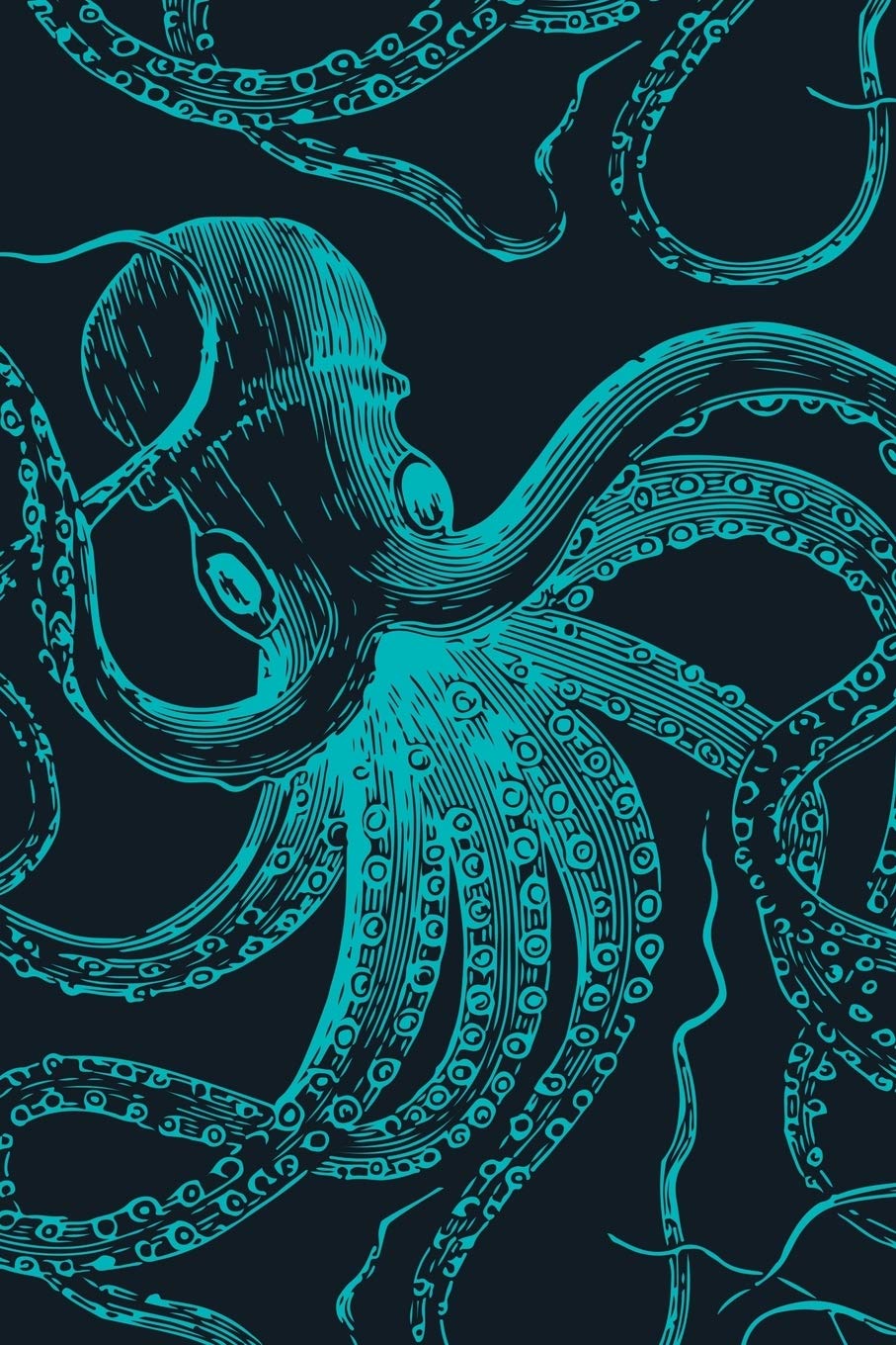Vintage Octopus Journal: Ocean sea life themed notebook green lined 6x9 150p