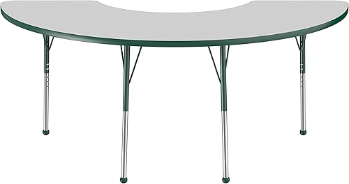 Miniatura 8 de FDP Half Moon Activity Mesa escolar y de oficina (36 x 72 pulgadas), patas estándar con deslizadores de bola para entornos de asientos
