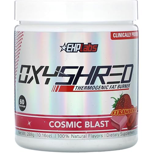 EHP Labs OxyShred Pre Workout Powder - Preworkout Powder with L Glutamine & Acetyl L Carnitine, Energy Boost Drink - Cosmic Blast, 60 Servings
