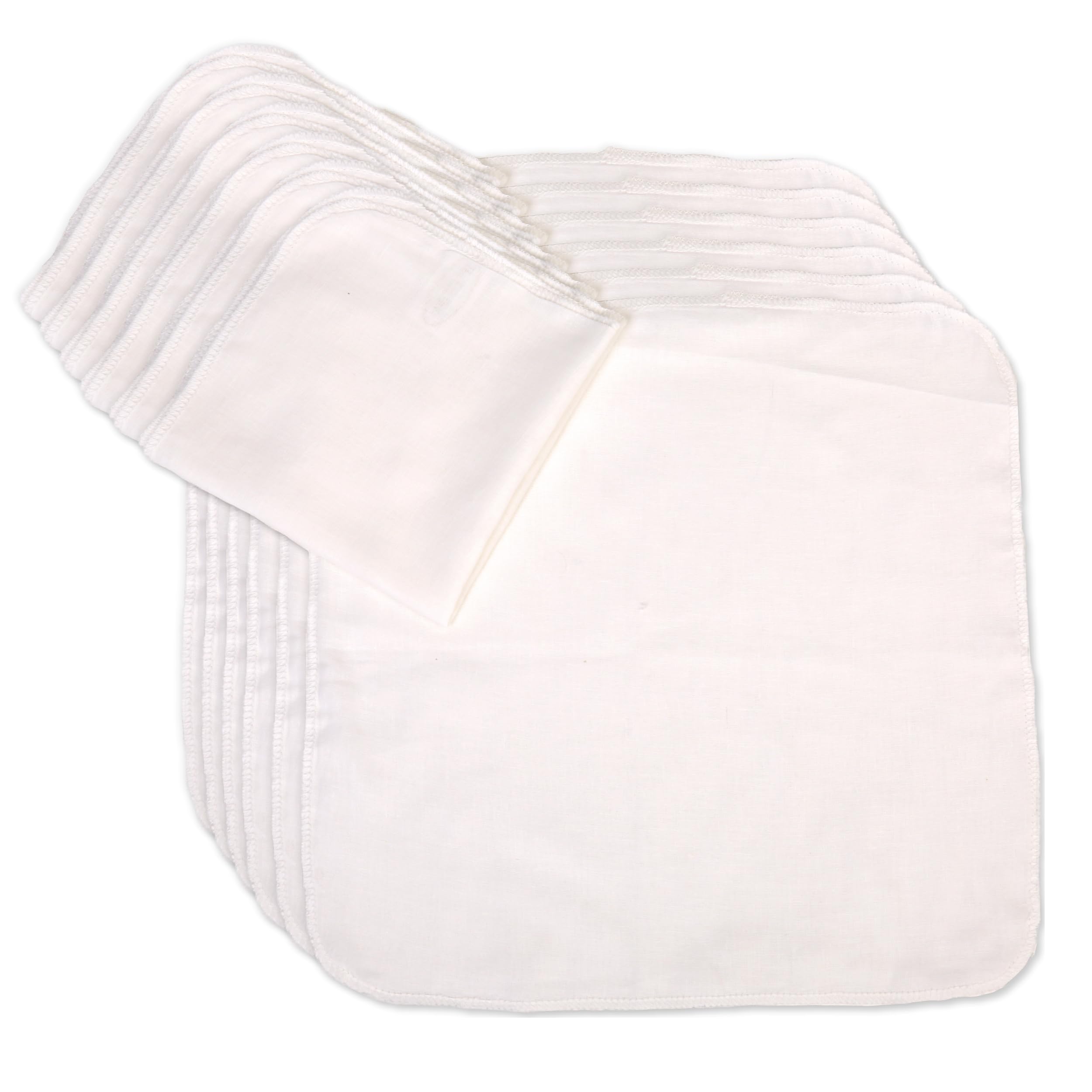 Eco Bath London White Organic Cotton Muslin Face Cloth - Pack Of 6, Colour, Soft And Thin Reusable Cleansing Cloths For Makeup Removal And Facial Wash