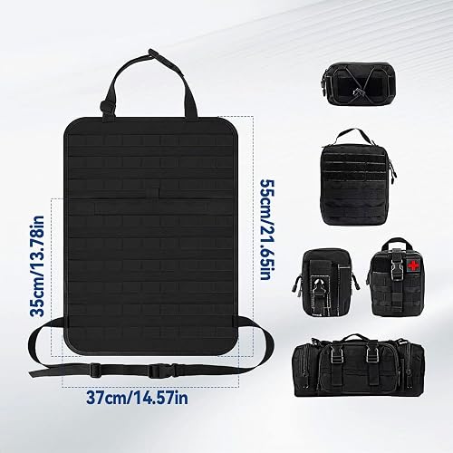 Tactical Car Seat Organizer with 5 Detachable Bag, Car Backrest Protector 600D Oxford Waterproof Tactical Vehicle Seat Back Organiser for Most Vehicle SUV Truck Pickup - 2
