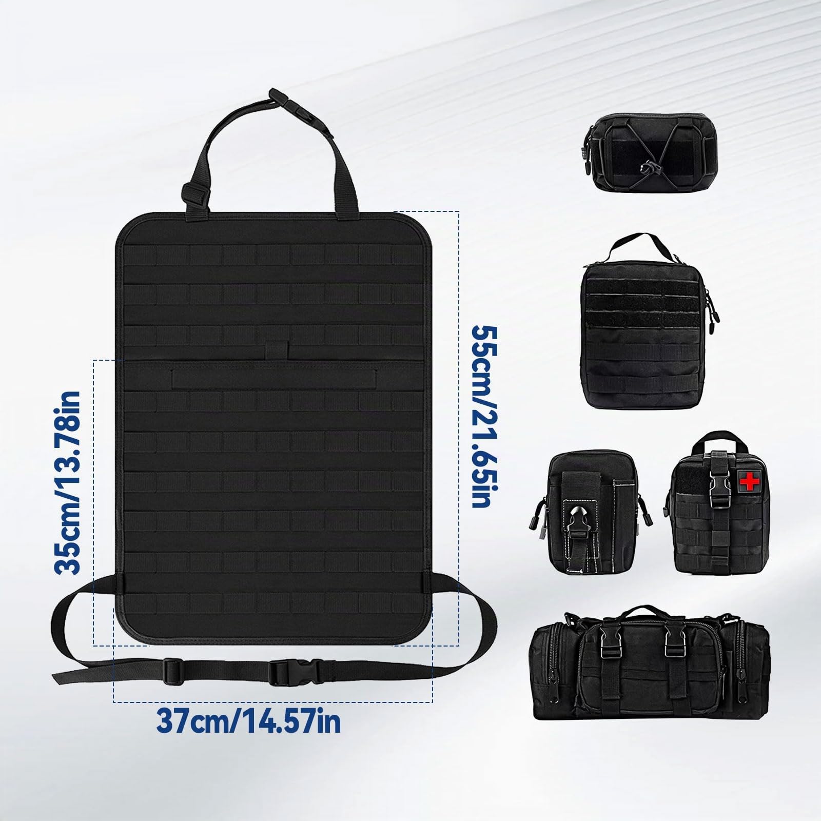 Taktischer Autositz-Organizer 600D Oxford wasserdicht mit 5 abnehmbaren Taschen Rückenlehnenschutz für Autos SUVs LKW