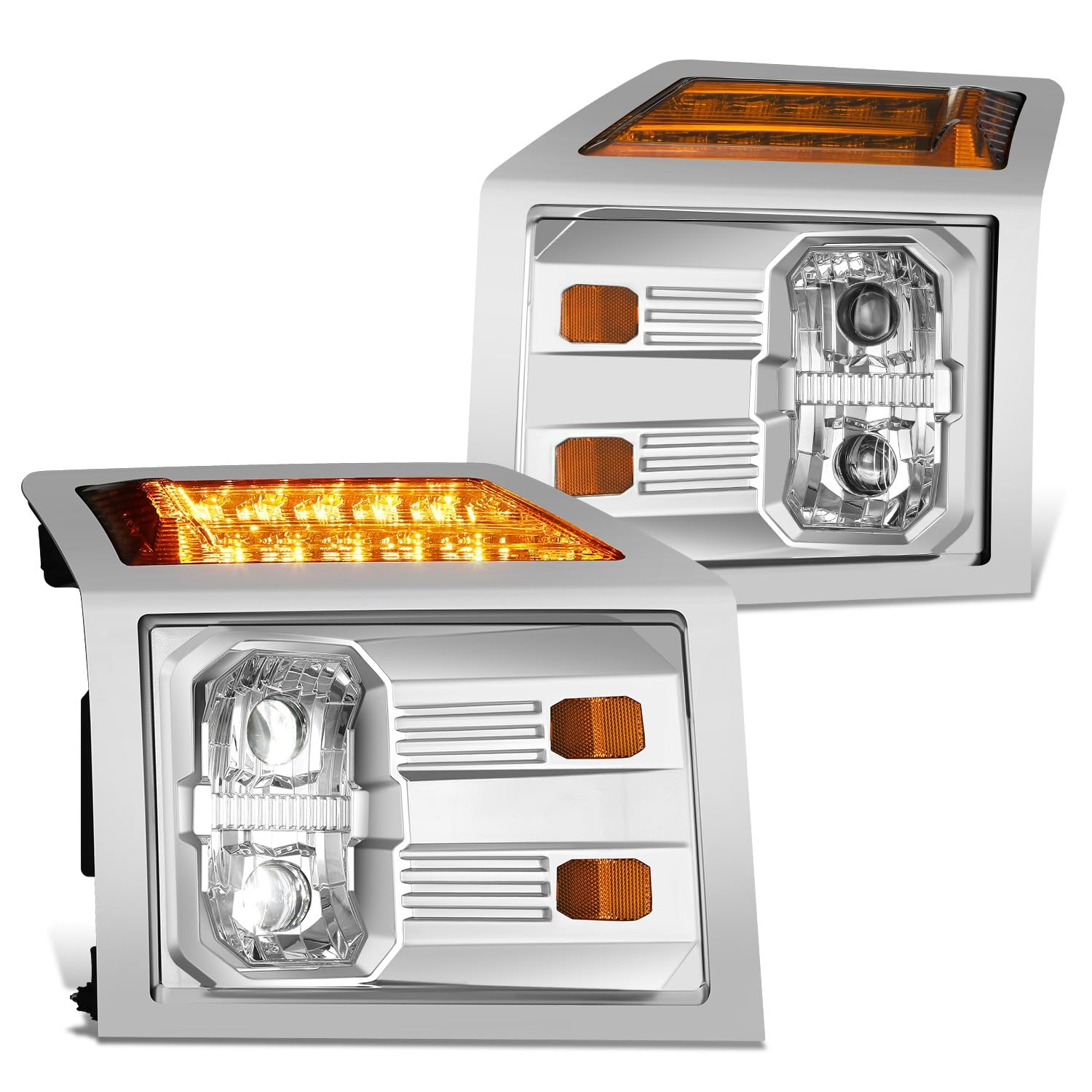 Amazon.com: DNA MOTORING Chrome Housing Amber Turn Signal