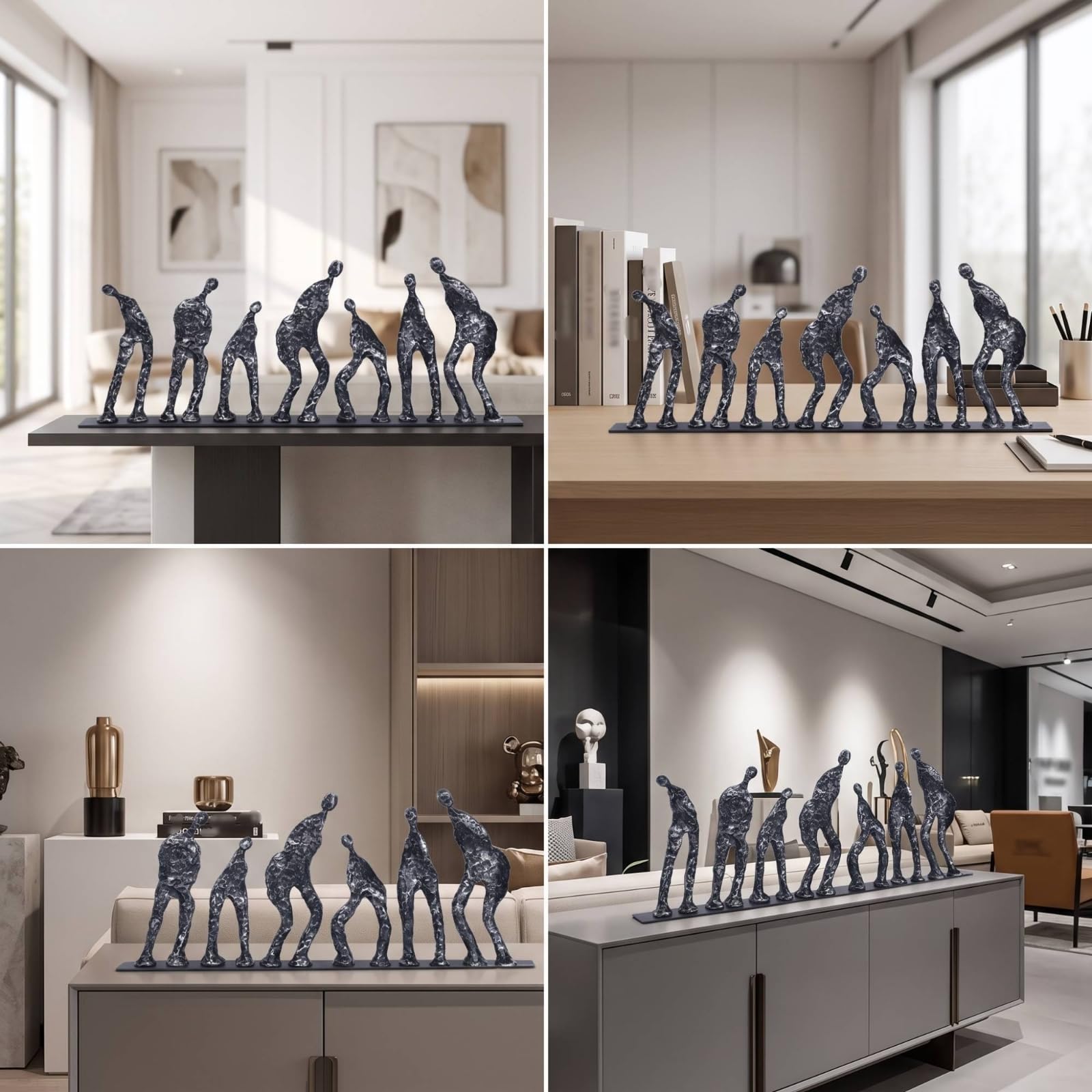 Skulptur mit Magneten modern Figurengruppe handgefertigt Kunstobjekt für Sammler, Konsole, Büro, Regal