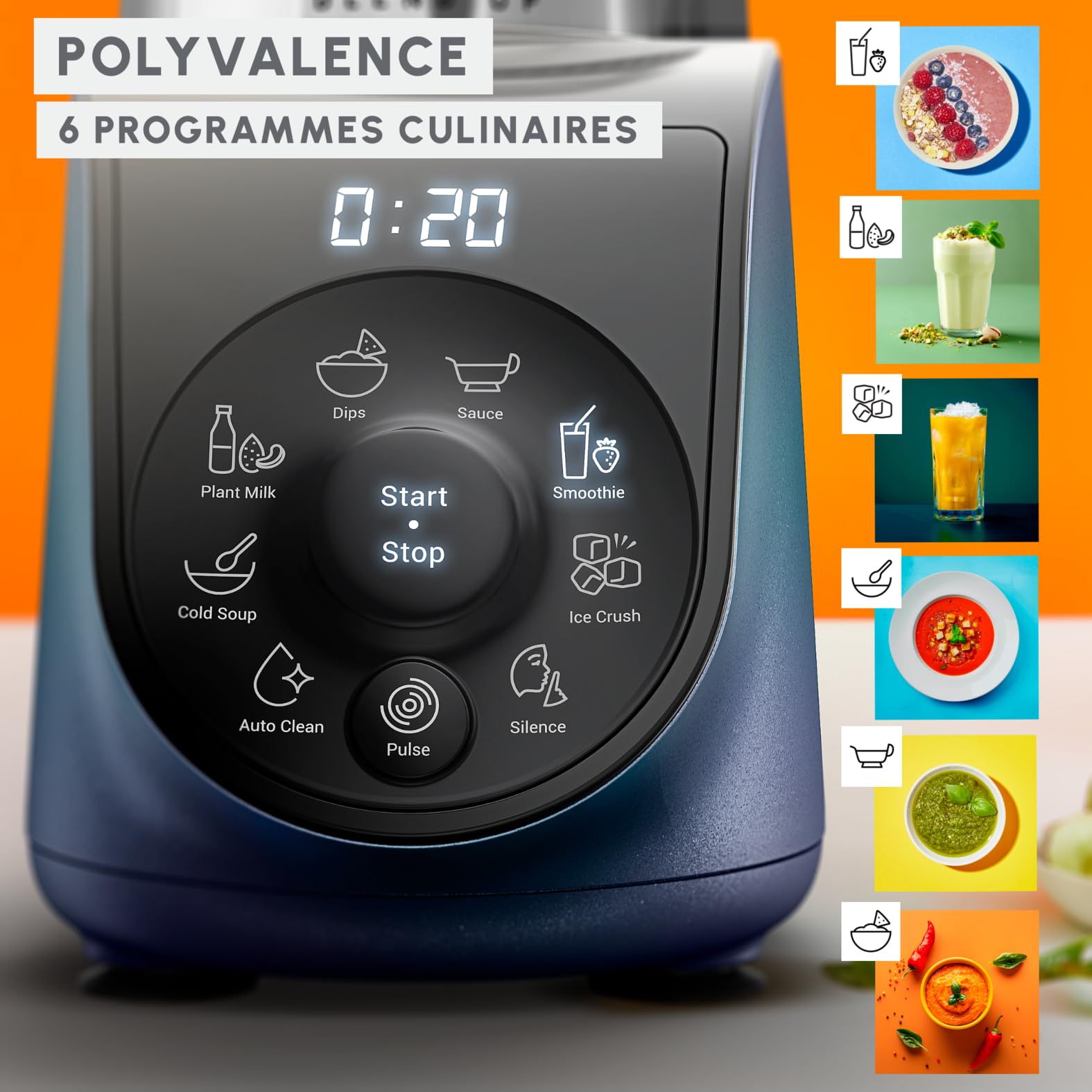 Moulinex Blend Up, Mini blender puissant, 1 000 W, 8 programmes automatiques, Glace pilée, couteau économe YY5608FG, Noir et Transparent