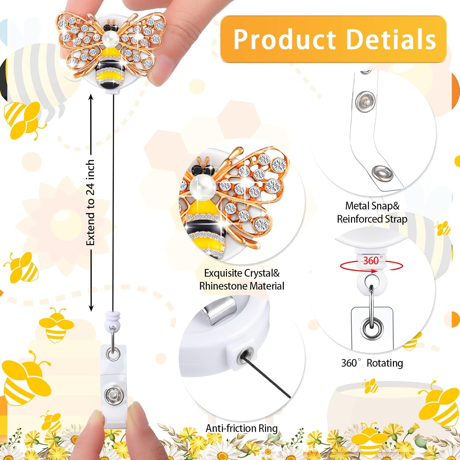 16 Pcs Butterfly Nurse Badge Reels Rhinestone Retractable Badge Holder with Clip Bling Nursing Card ID Name Tag Holder for Volunteer Nurse Doctors