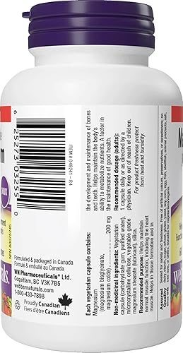 Miniatura 10 de Webber Naturals Bisglicinato de magnesio 200 mg, 60 cápsulas vegetarianas