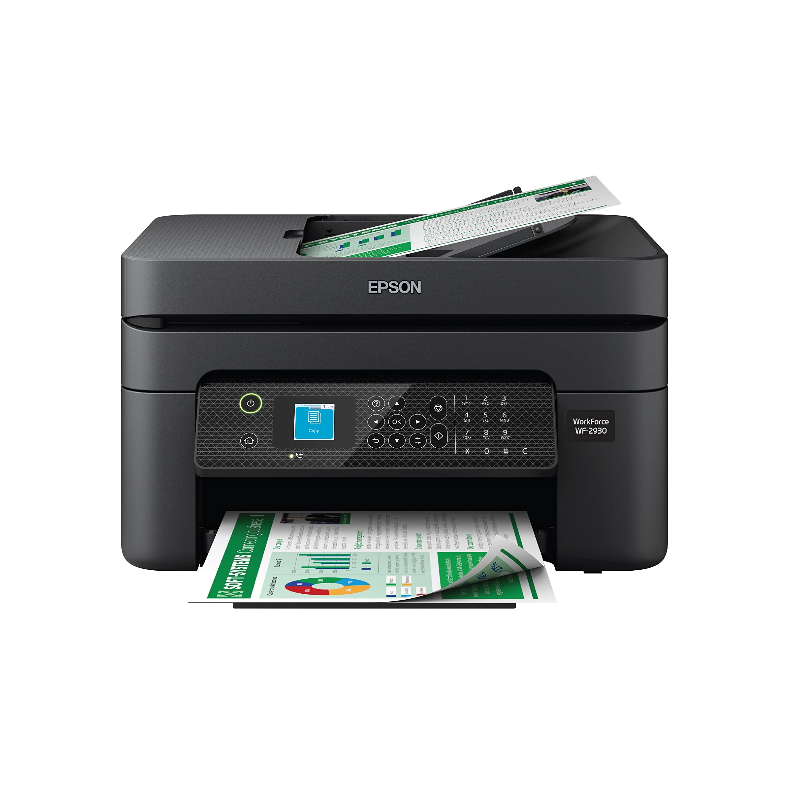 Workforce WF-2930 Wireless All-in-One Printer with Scan, Copy, Fax, Auto Document Feeder, Automatic 2-Sided Printing and 1.4" Color Display,Black