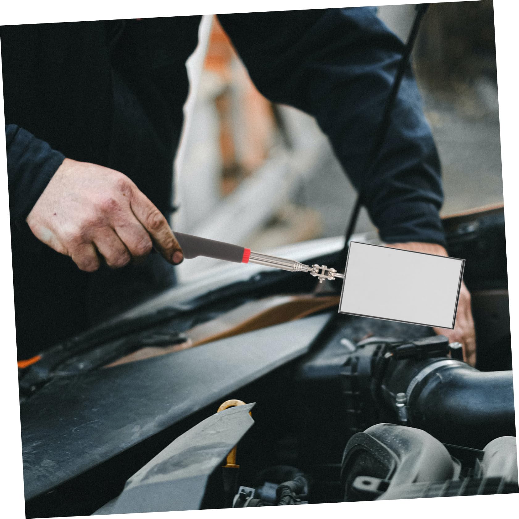 MUCKLILY Inspection Mirror Extendable Mirror Adjustable Mirror Telescoping Mirror Inspection Tool Mechanic Mirror Telescoping Auto Mirrors Telescope Mirror Plastic Black