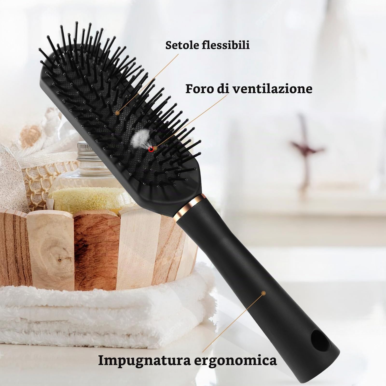 DUAIU Pettine Uomo,5Pcs Pettine Capelli Uomo,Spazzola Capelli Ricci,Spazzola Piatta,Resistente AI Calore Spazzola Ricci Styling,Pettine Denti Larghi per L'asciugatura a Soffio,Taglio,Slick Back