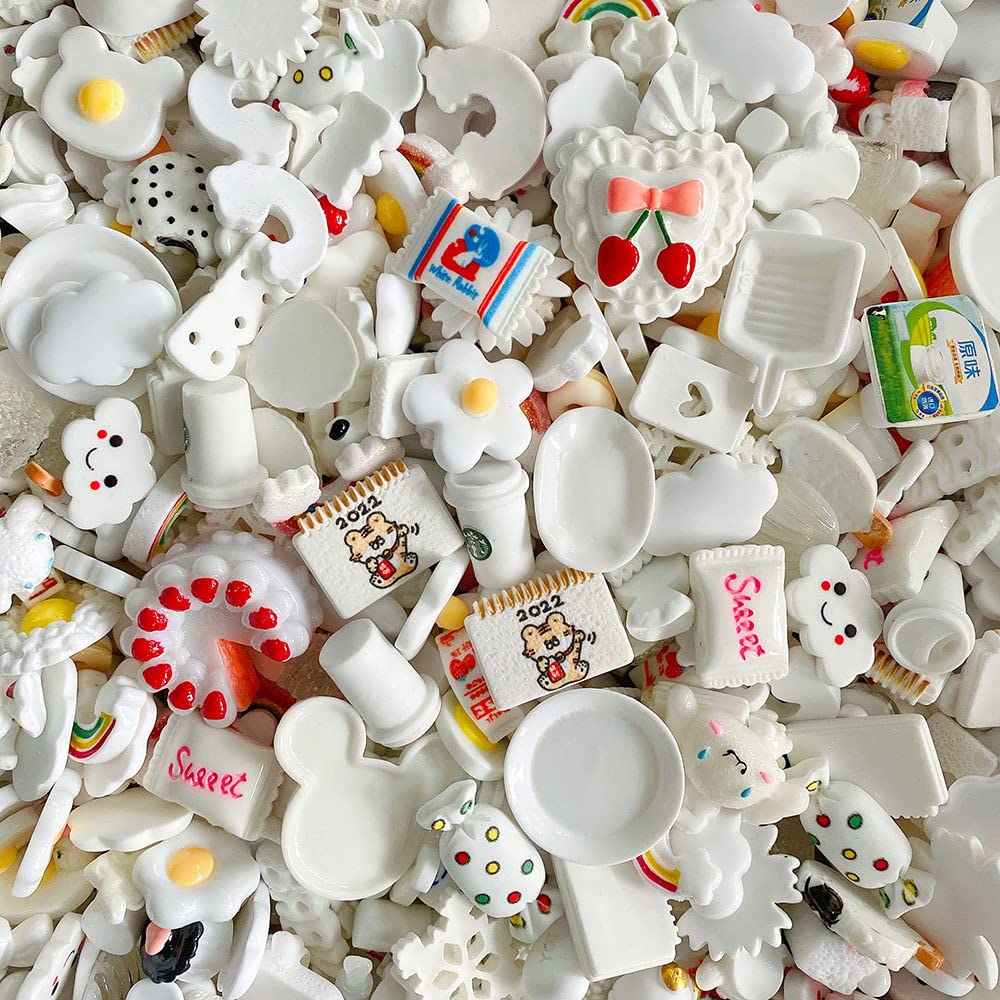 100pcs Cute Slime Charms Mixed Set Resin Flatback for DIY Craft Making and Ornament Scrapbooking Beads Assorted Candy Fruit Cake Resin Christmas Gifts Trellis Resin Ornament Kit Making Supplies