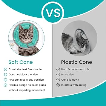 Cat Cone Collar Recovery Cone of Shame Adjustable Soft for Cats Small Dogs Pet After Surgery, Lightweight Elizabethan Cones for Cats Kittens Puppies Protective M 8.7-12inches Green