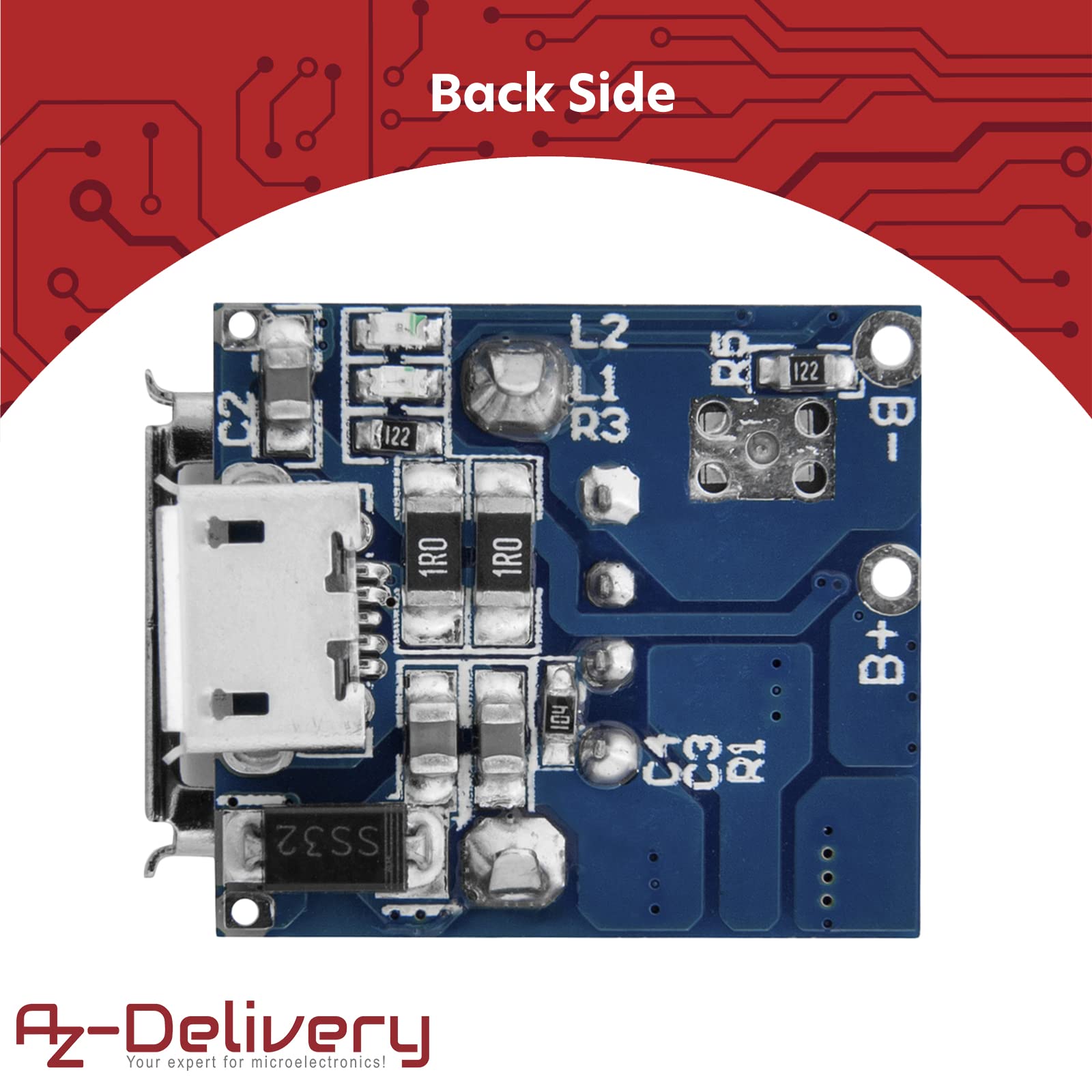 AZDelivery TP5400 Modulo Banca di alimentazione Modulo di carica Micro USB con eBook AZDelivery TP5400 Modulo Banca di alimentazione Modulo di carica Micro USB con eBook