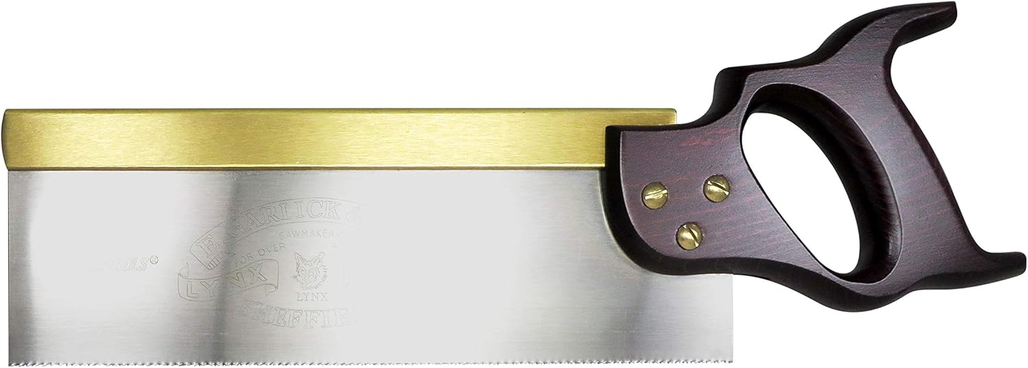 Taytools Lynx Thomas Flinn British 14 Inch Tenon Saw with Stained Beech Handle 15 TPI and Filed for Crosscutting