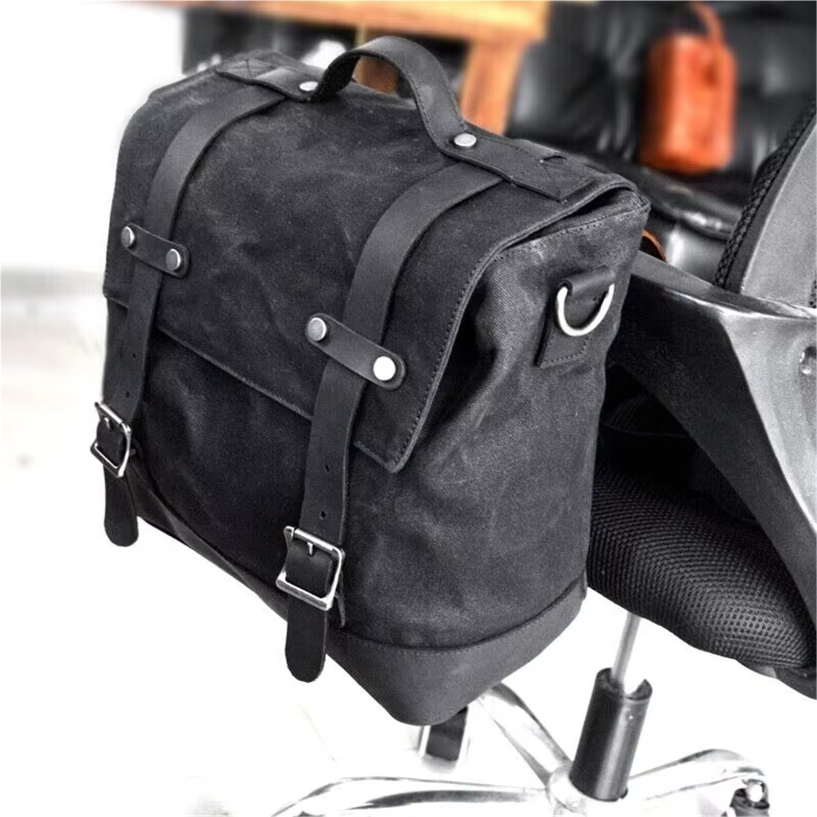 Selle Sac À Dos Moto Sacoche De Moto Étanche Vintage Rétro Arrière Pour En Toile Cirée Côté Conducteur
