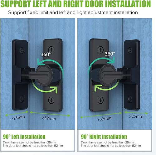 Miniatura 6 de Herrajes para cerradura de puerta de granero, pestillos de compuerta de seguridad resistente de 90 grados, cerradura de pestillo de perno abatible,