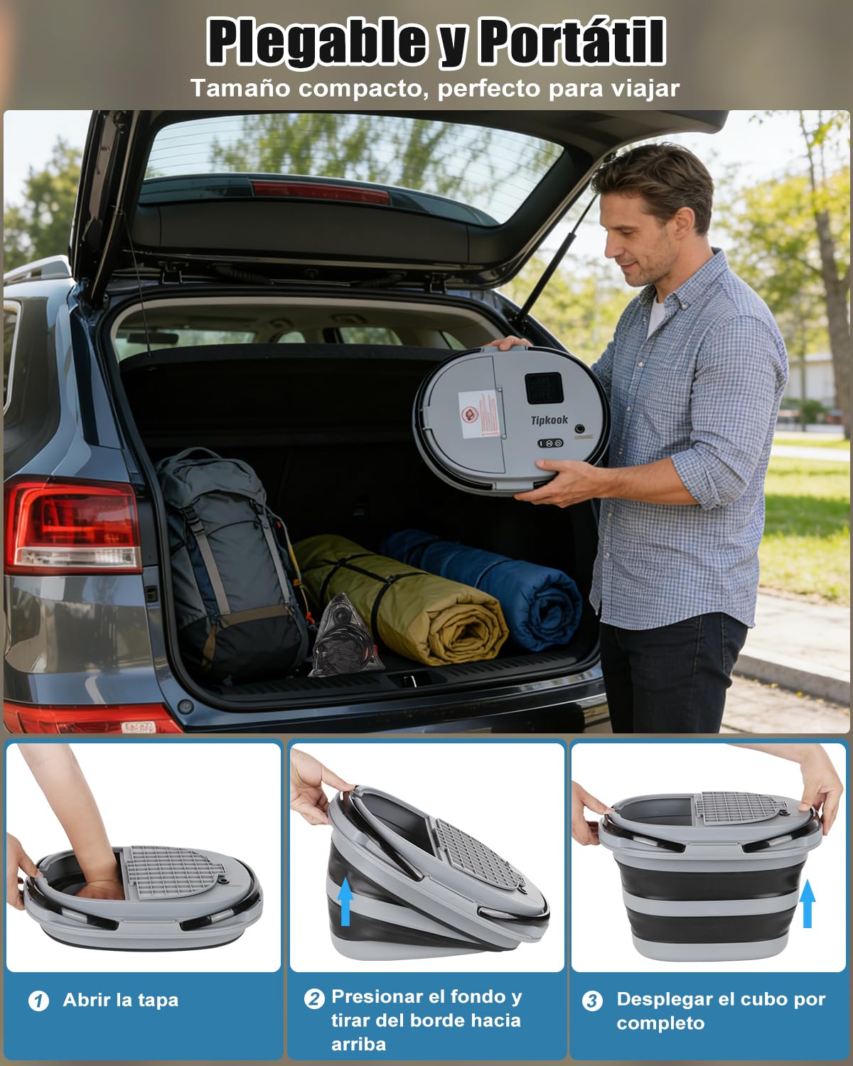 Ducha Portatil Camping, [Pantalla Inteligente] [Nueva Versión] 13000mAh Recargable Ducha Camper con 20L Cubo Plegable Multiusos, Ducha Electrica para Acampar, Ducha de Playa & Perros