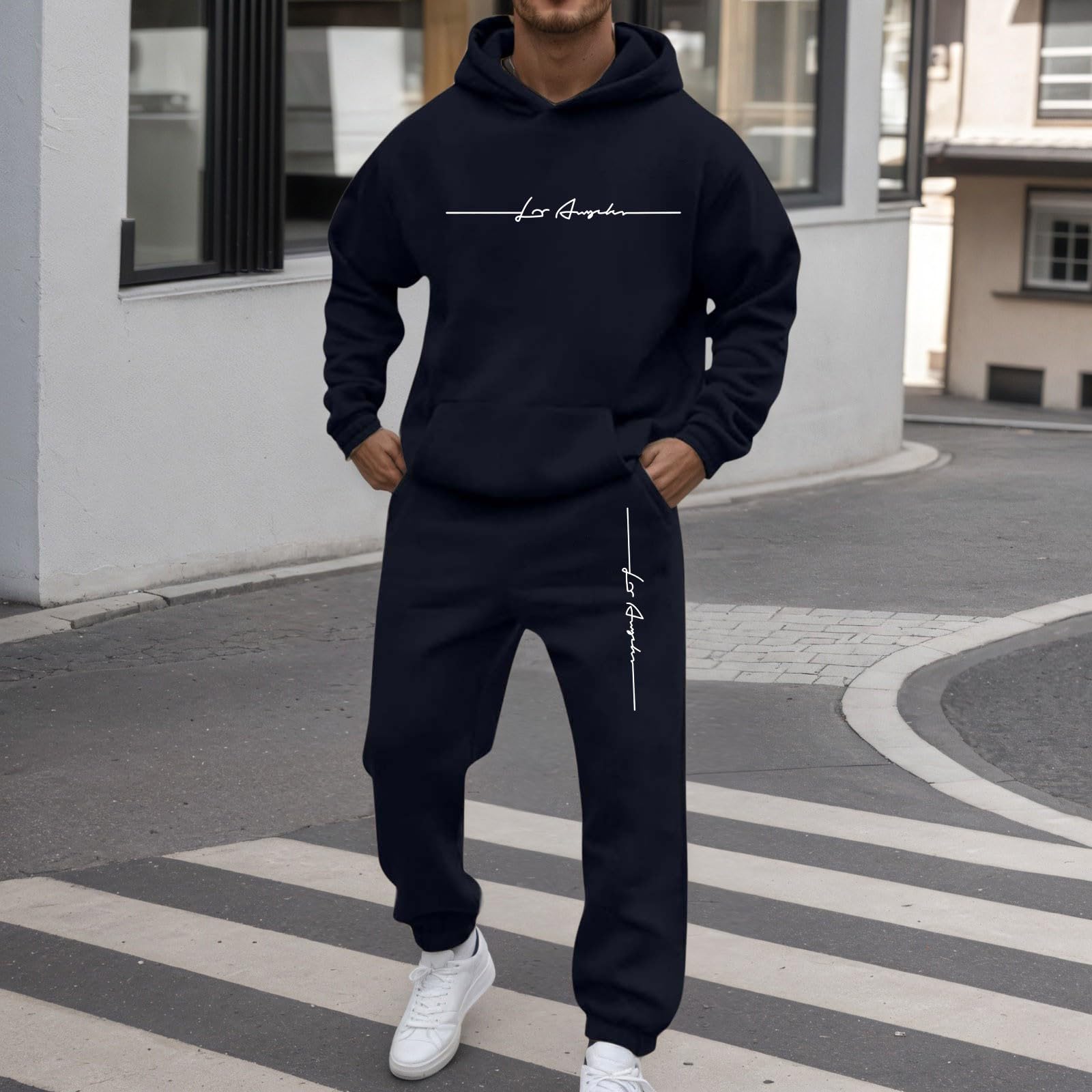 WWricotta Survêtement sport homme polaire, sweat capuche raglan, cordon, poches, pantalon/A