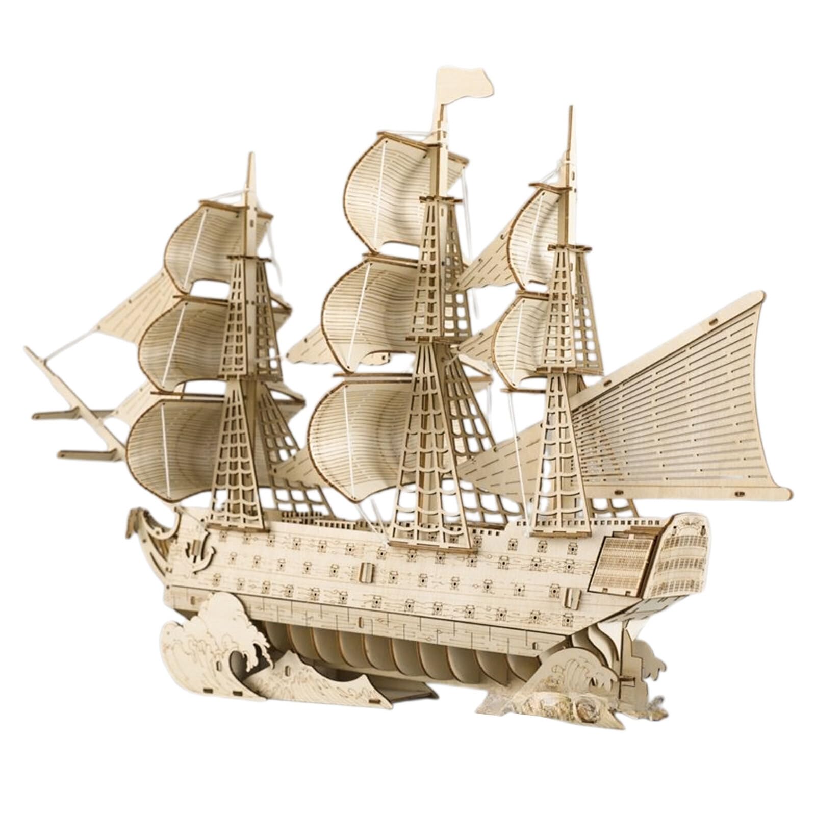 Milisten Schiffsmodellbausatz Holz 3D Puzzle Segelschiff Modellbau Für Erwachsene Diy Holzboot Modell Tischdekoration Nautisches Ornament Für Wohnzimmer Büro 18.19X12.13X5.43 Zoll