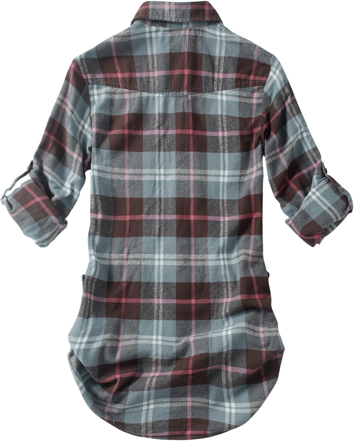 Match Womens Button Down Flannel Plaid Shirts roll up Long Sleeve Shackets Business Blouse Top - Image 4