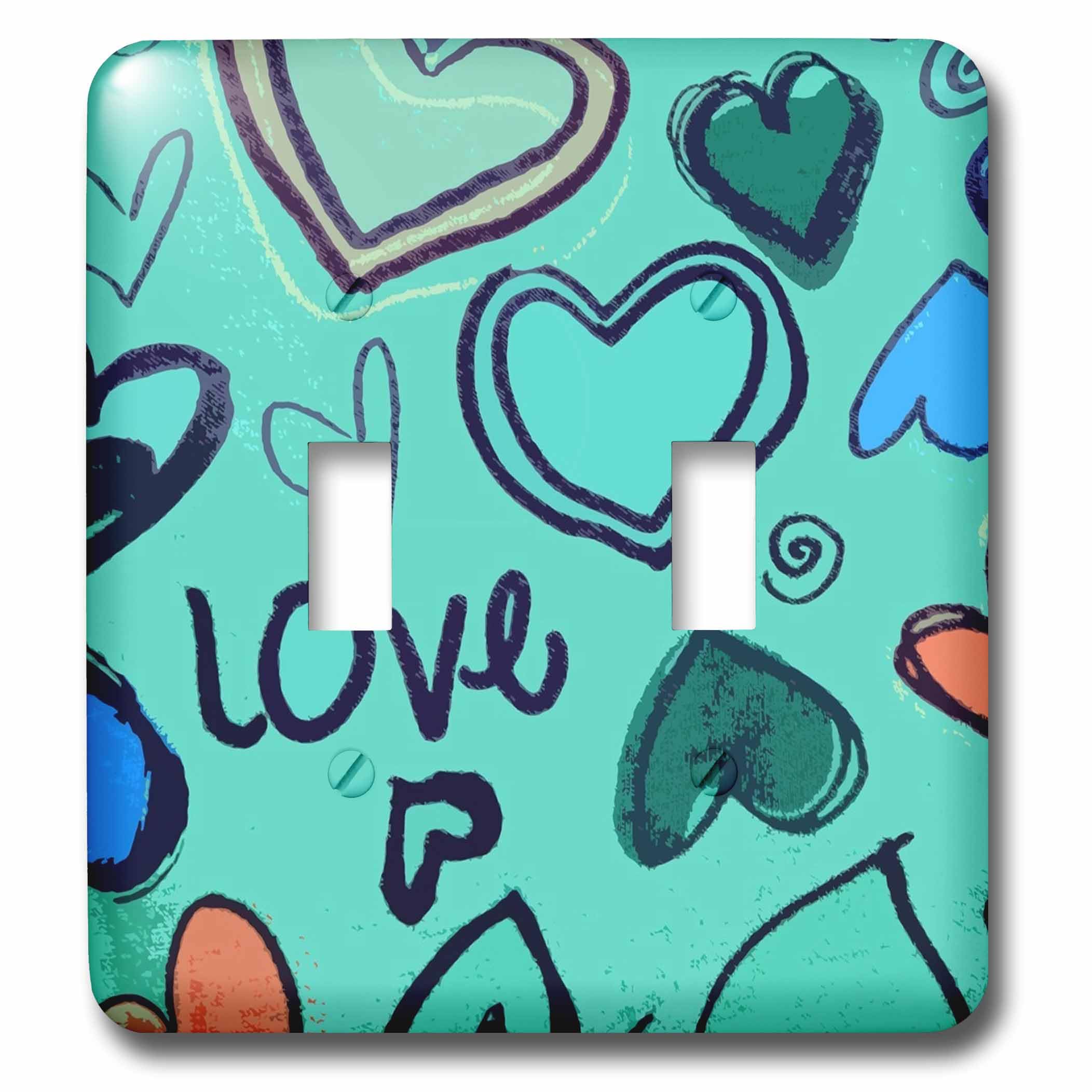 3dRose lsp_23105_2 Love In Aqua double interrupteur à bascule déco