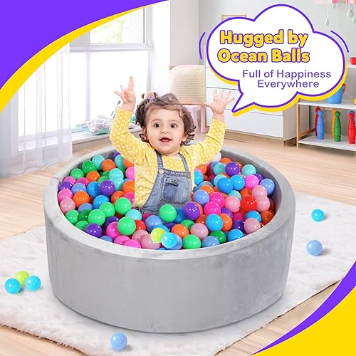 Miniatura 6 de Pozo de bolas para niños pequeños, pozo de bolas de espuma para niños, para interiores y exteriores, tienda de campaña redonda para niños, piscina