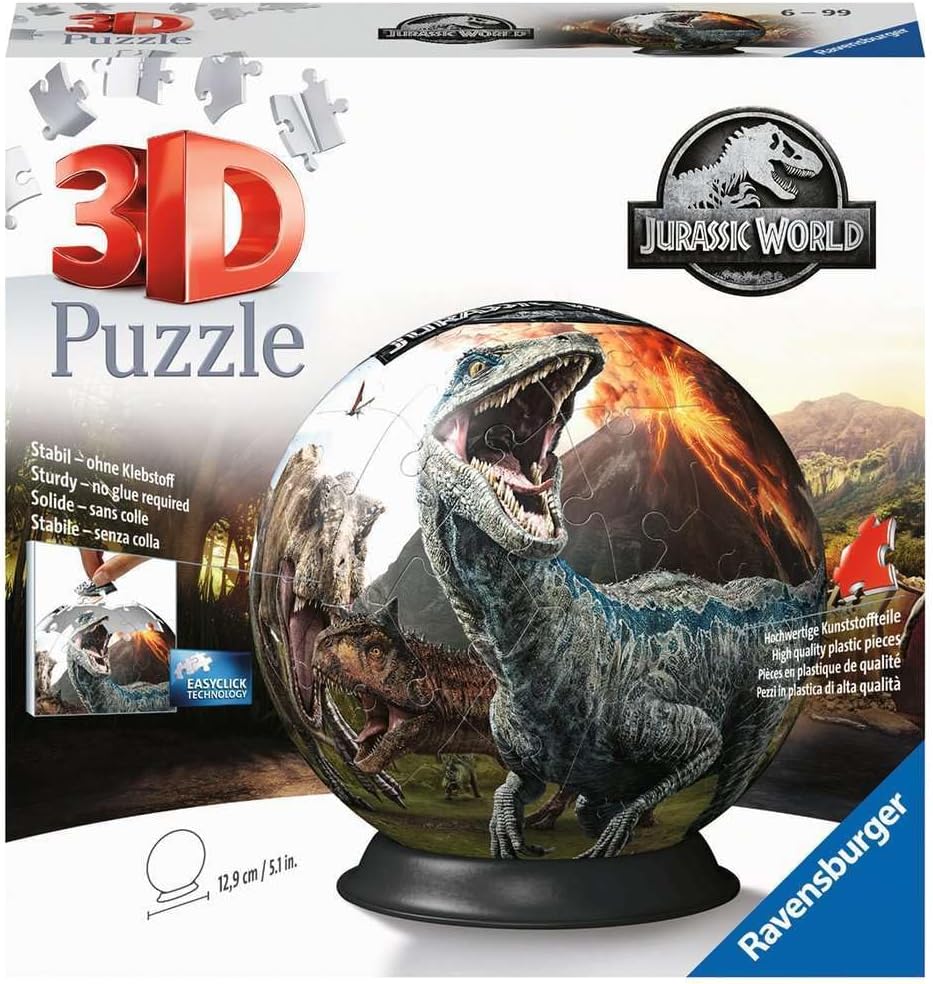 Ravensburger Jurassic World - Fallen Kingdom 72 Piece 3D Jigsaw Puzzle Ball for Kids and Adults Age 6 Up - No Glue Required