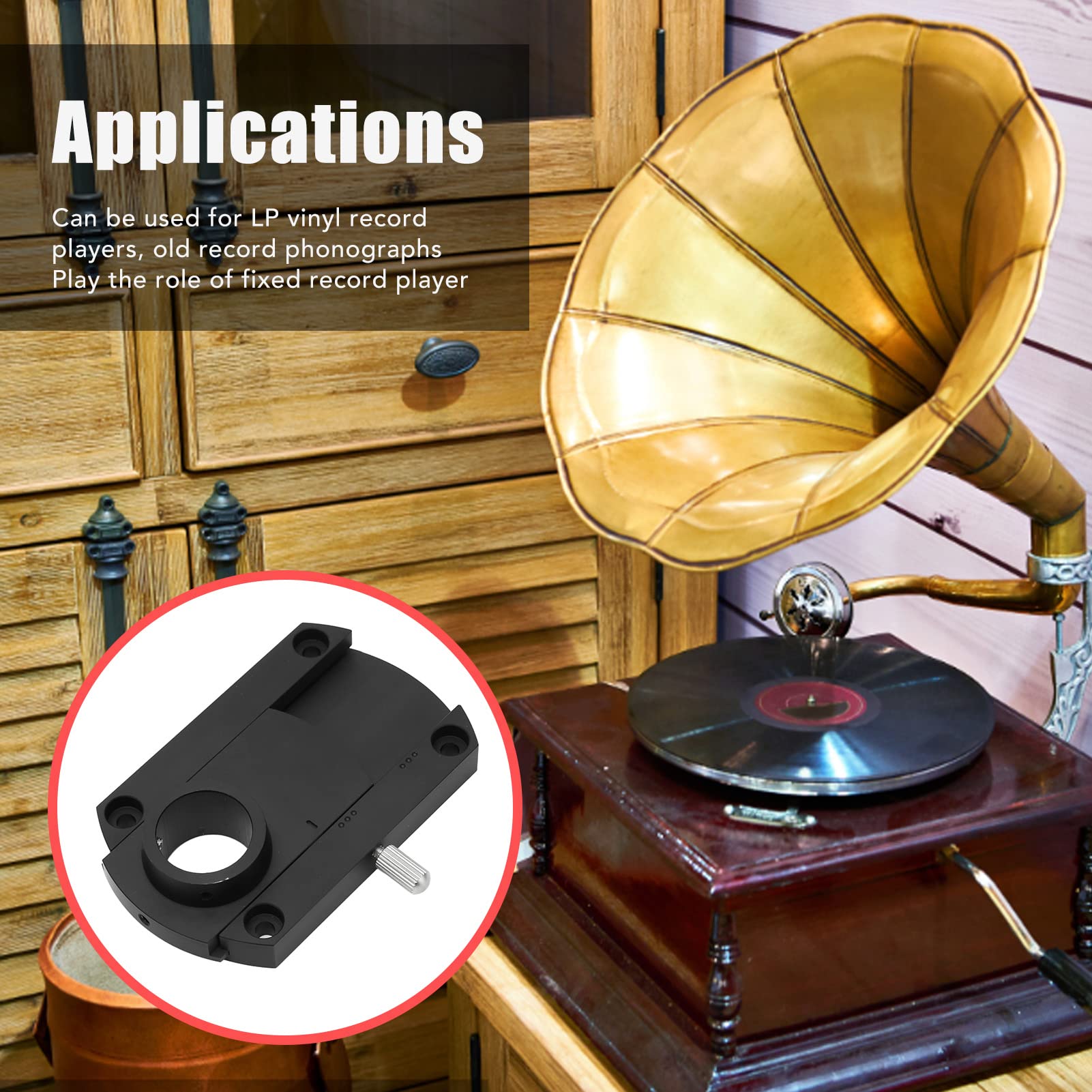 Piastra del Braccio di Conversione HiFi del Fonografo, Foro Interno da 20 Mm, Base del Braccio di Ricambio per Giradischi con Disco in Lega di Alluminio per Giradischi LP