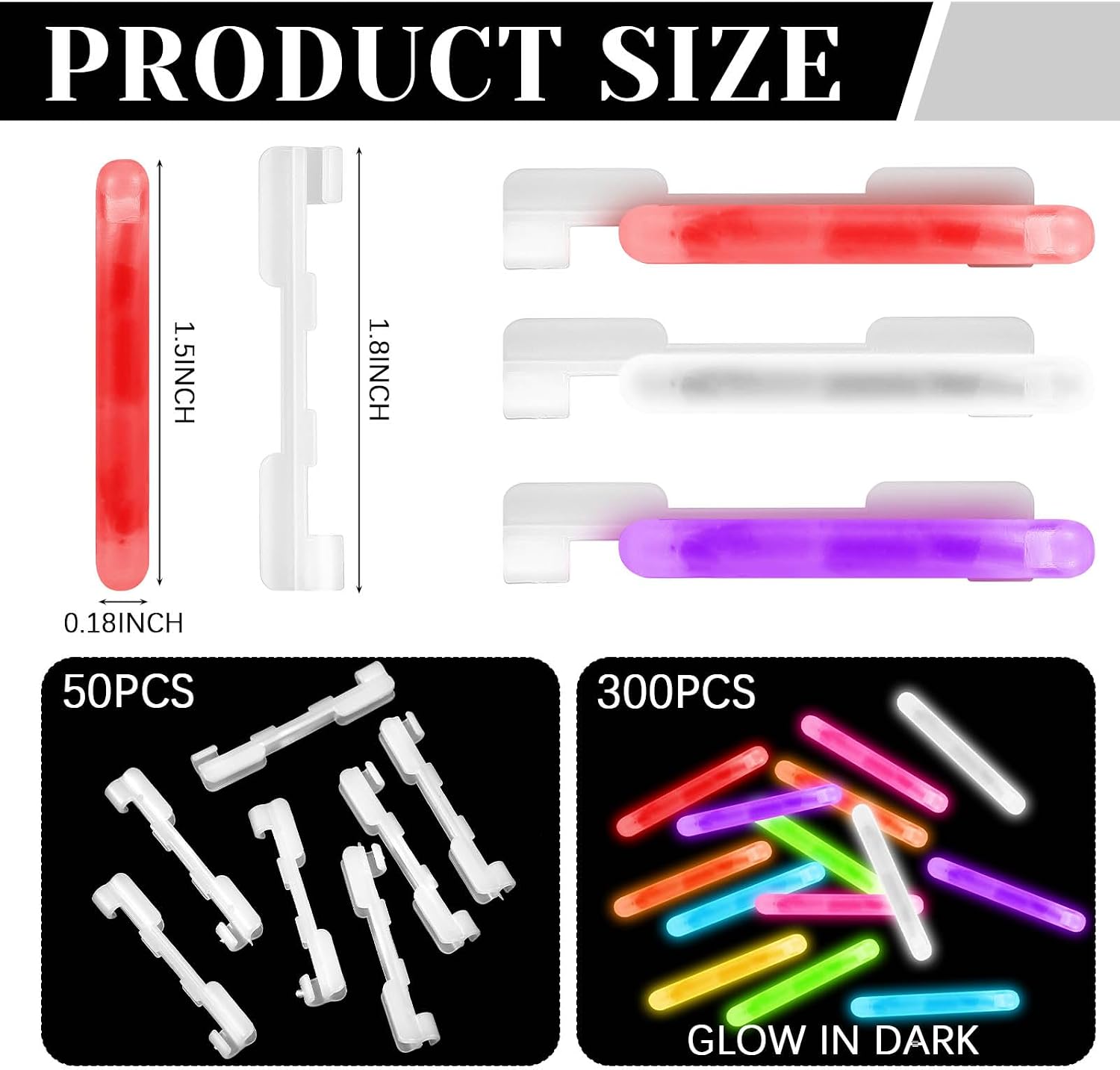 Soulchen 350 Pcs Fishing Pole Glow Sticks, Clip on image 2