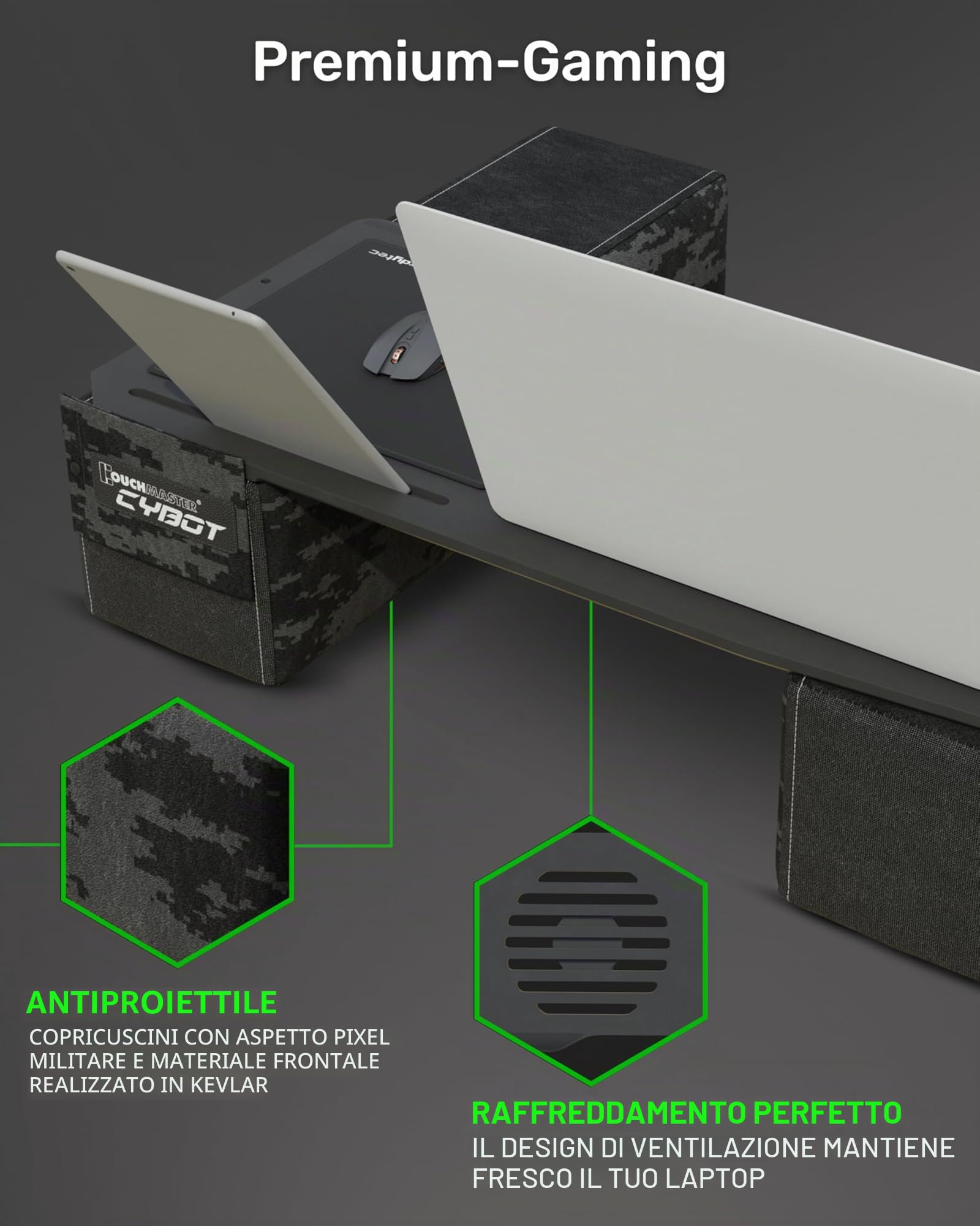 Couchmaster® CYBOT - Lapdesk ergonomico per Notebook o periferiche, con Cuscino, Adatto a Letto/Divano