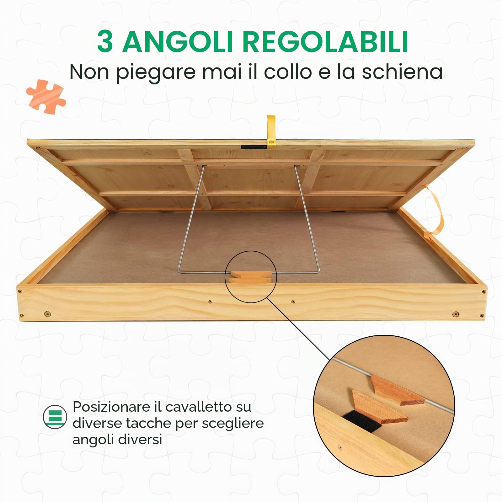 1500 pezzi tavolo puzzle portatile con gambe, 64 x 87 cm, in legno regolabile con 4 cassetti e copertura, regalo di compleanno per mamma, 3 angoli di inclinazione, tavolo puzzle per adulti