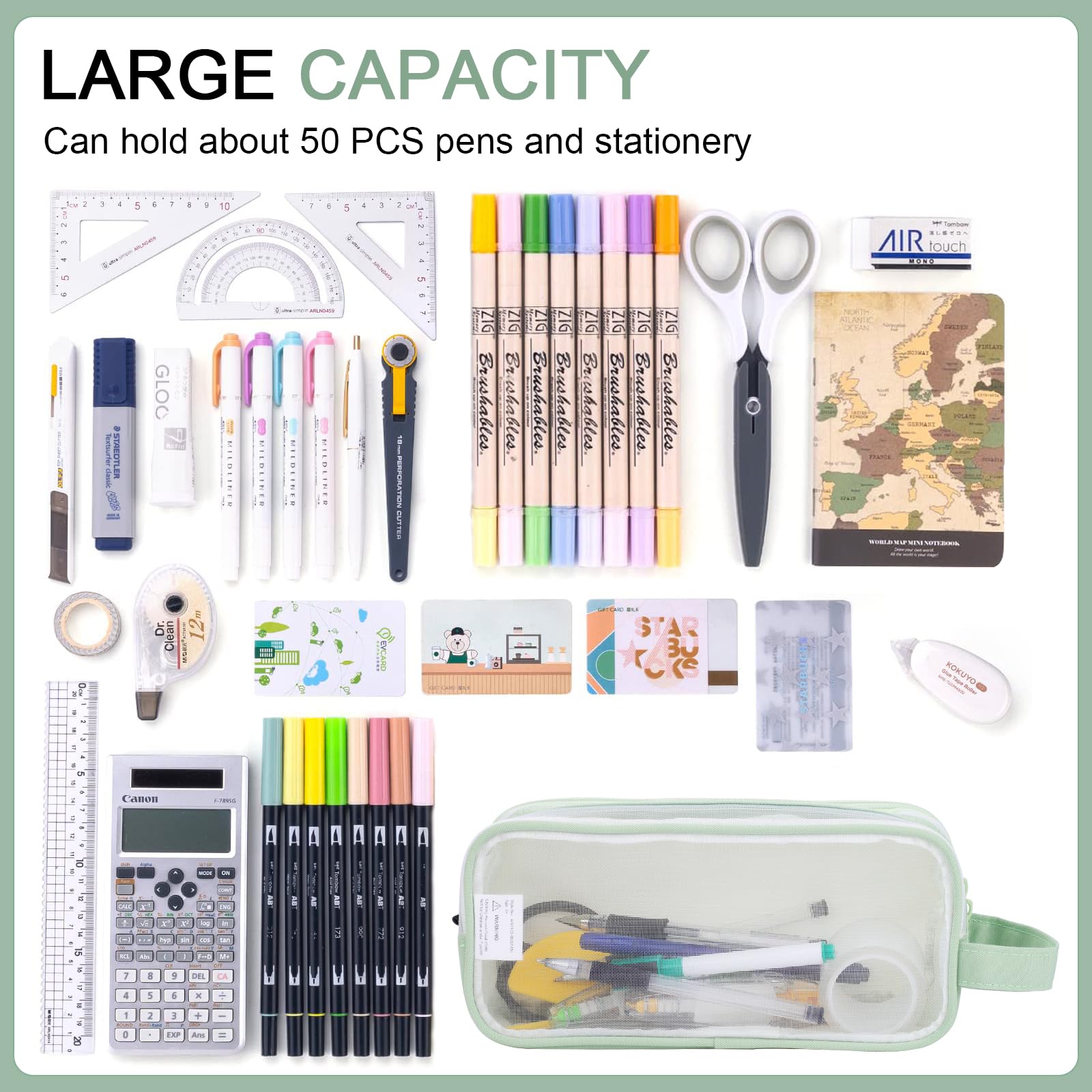 Lancry Clear Pencil Case, Large See Through with 2 Compartments for Boys Girls & Women - Image 4