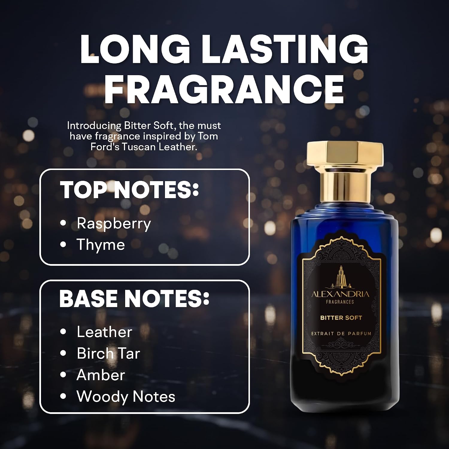 Alexandria Fragrances Bitter Soft Perfume - Premium Parfum Inspired by Leather and Raspberry Notes - Long Lasting Eau de Parfum for Men and Women - Luxury Men’s Cologne for Every Occasion - 60ml