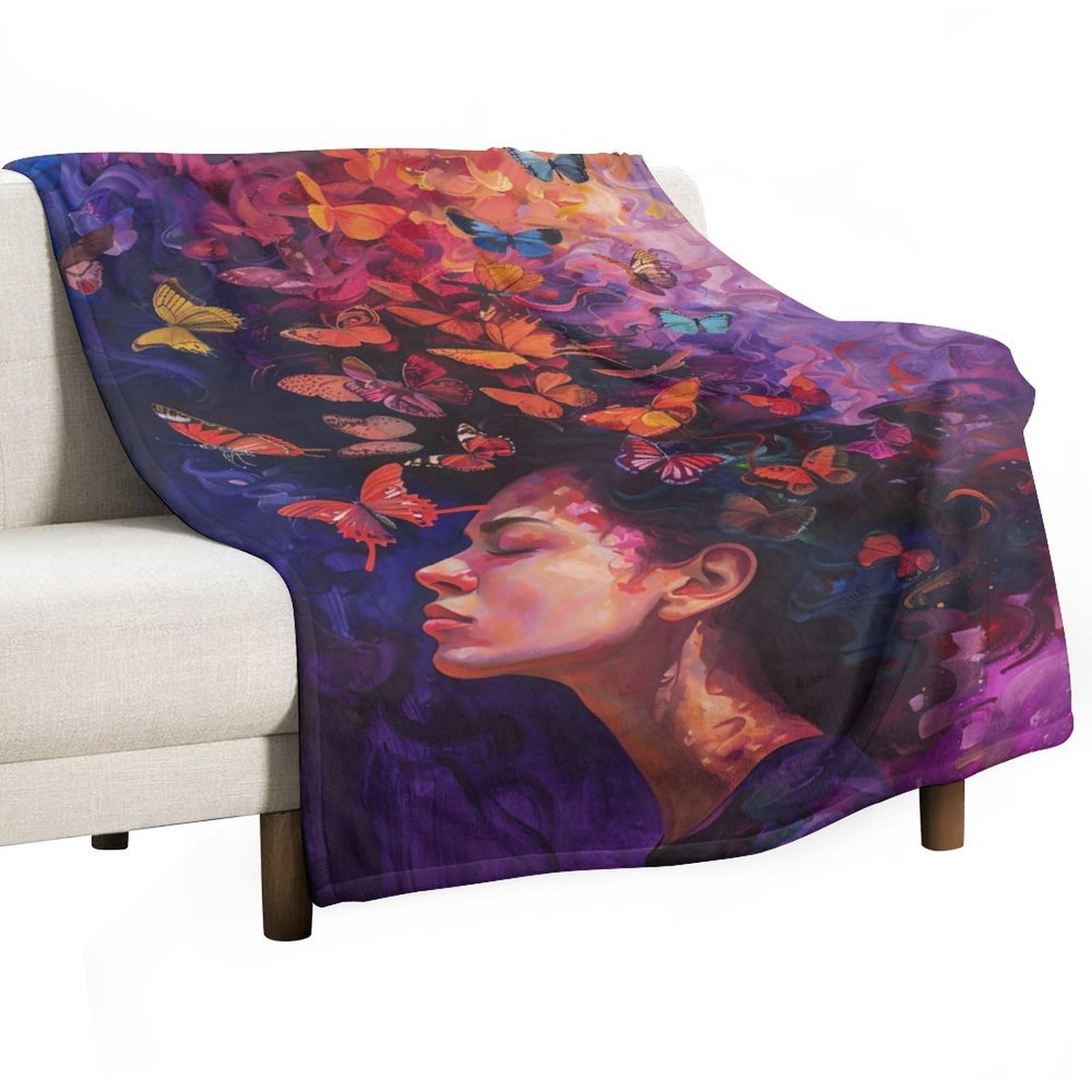 YHGSREUOH Butterfly Goddess Surreal Woman 03 Flannel Blankets Fleece Soft Throw Lightweight Plush Gifts for Couch, Bed, Cozy Sofa Plush, Chair, Lovers 32x48inch(80x120cm)