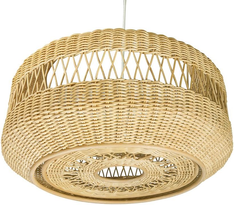 Crаzу Dеаlѕ KOUBOO 1050074 Open Weave Candy Wicker Pendant Lamp, 19.25 x 19.25 x 9.75, Natural Brown