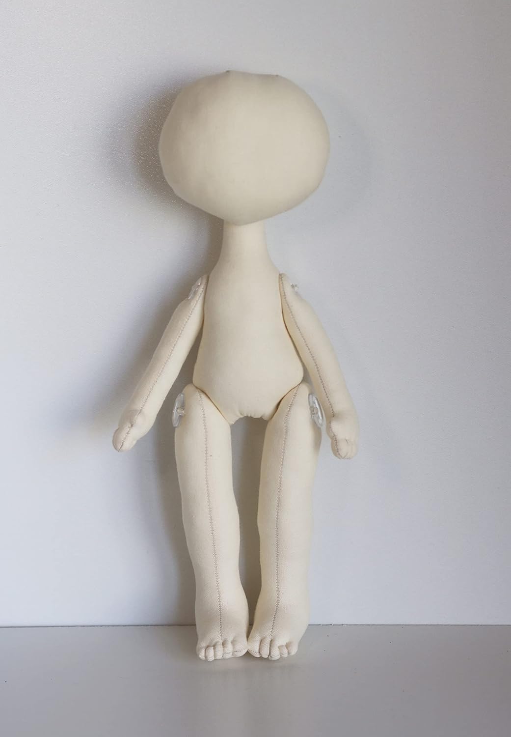 Handmade Beige Textile Doll Blank - 10 Inch Cotton Body, Stands & Sits, Perfect for Custom Clothes & Hair